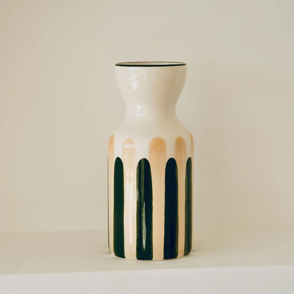 Totem En Céramique Mediterranea - Rayures Vert/Beige - Image 5