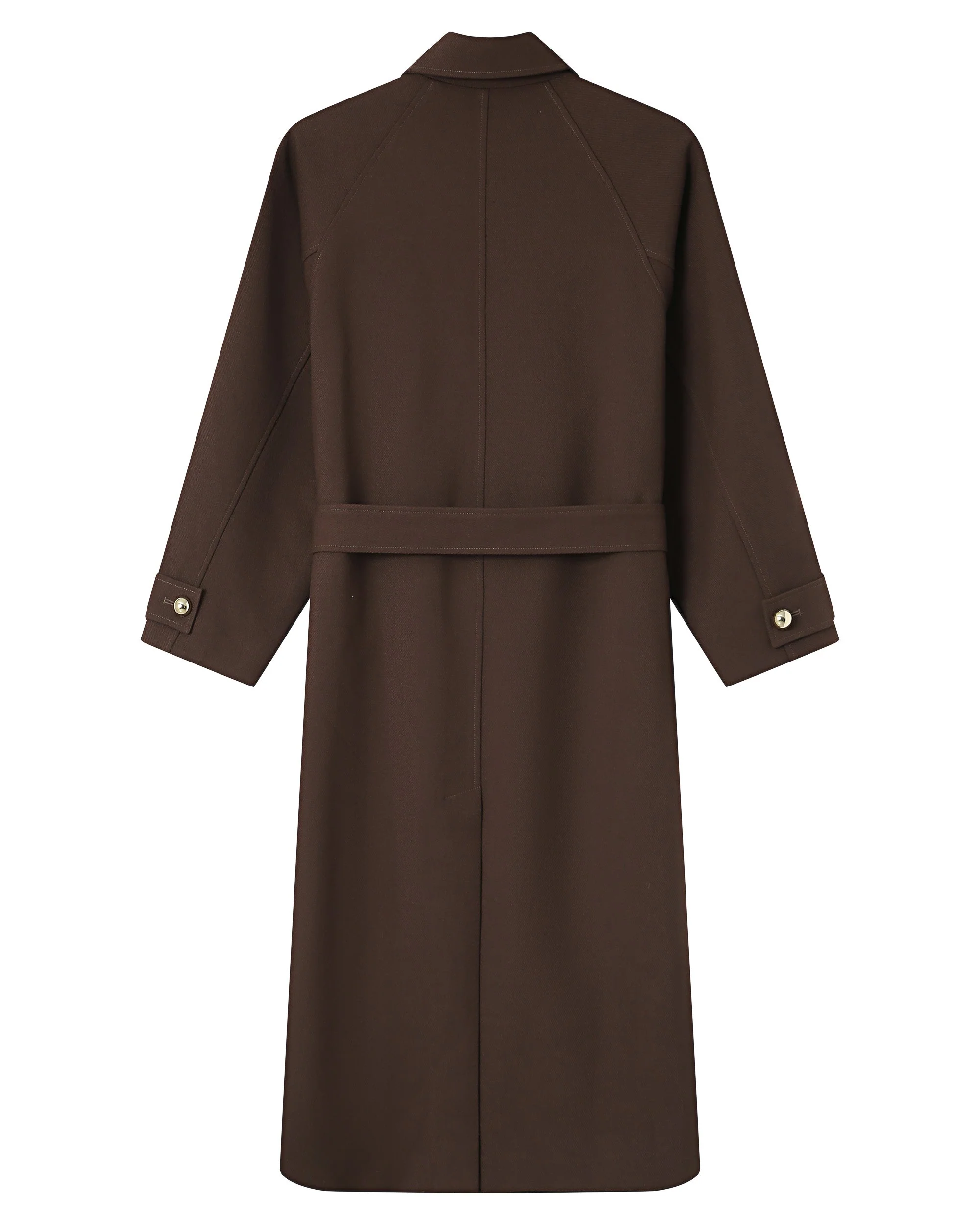 Trench Long Boutons Dorés Chocolat Scott - Image 9