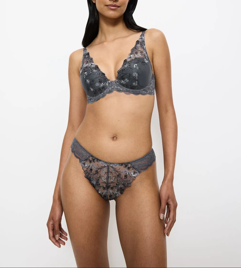 Slip Brésilien Taille Haute Sensual Spotlight Highleg Brazilian - Pebble Grey - Image 4