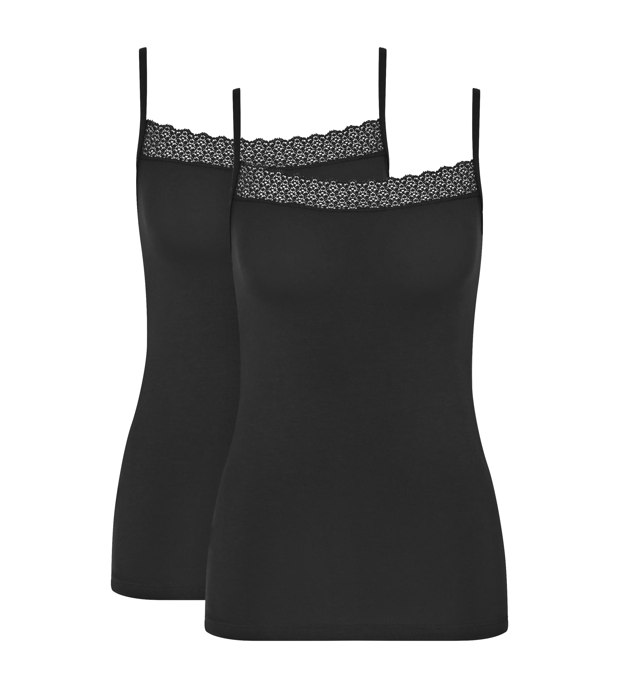Caraco Fines Bretelles Lot De 2 Feel Of Modal Spaghetti Top 2P - Black - Image 6
