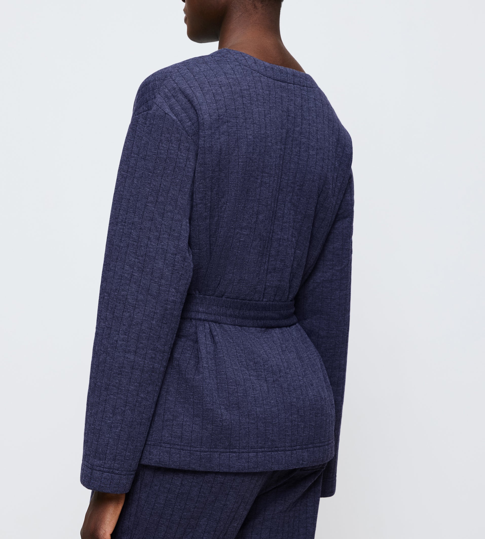Haut Manches Longues Noué Cozy Comfort Robe Top Quilted - Blue - Dark Combination - Image 2