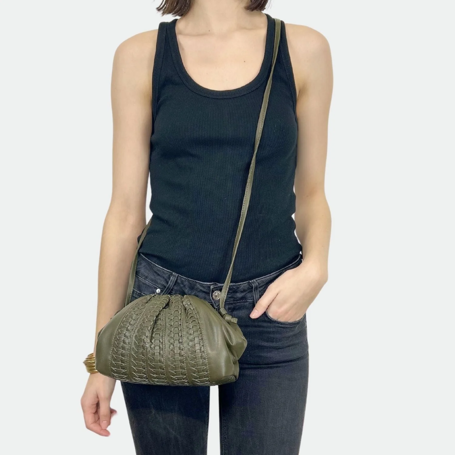 Pochette Cuir - Uniq Baby Tressé Kaki - Image 4