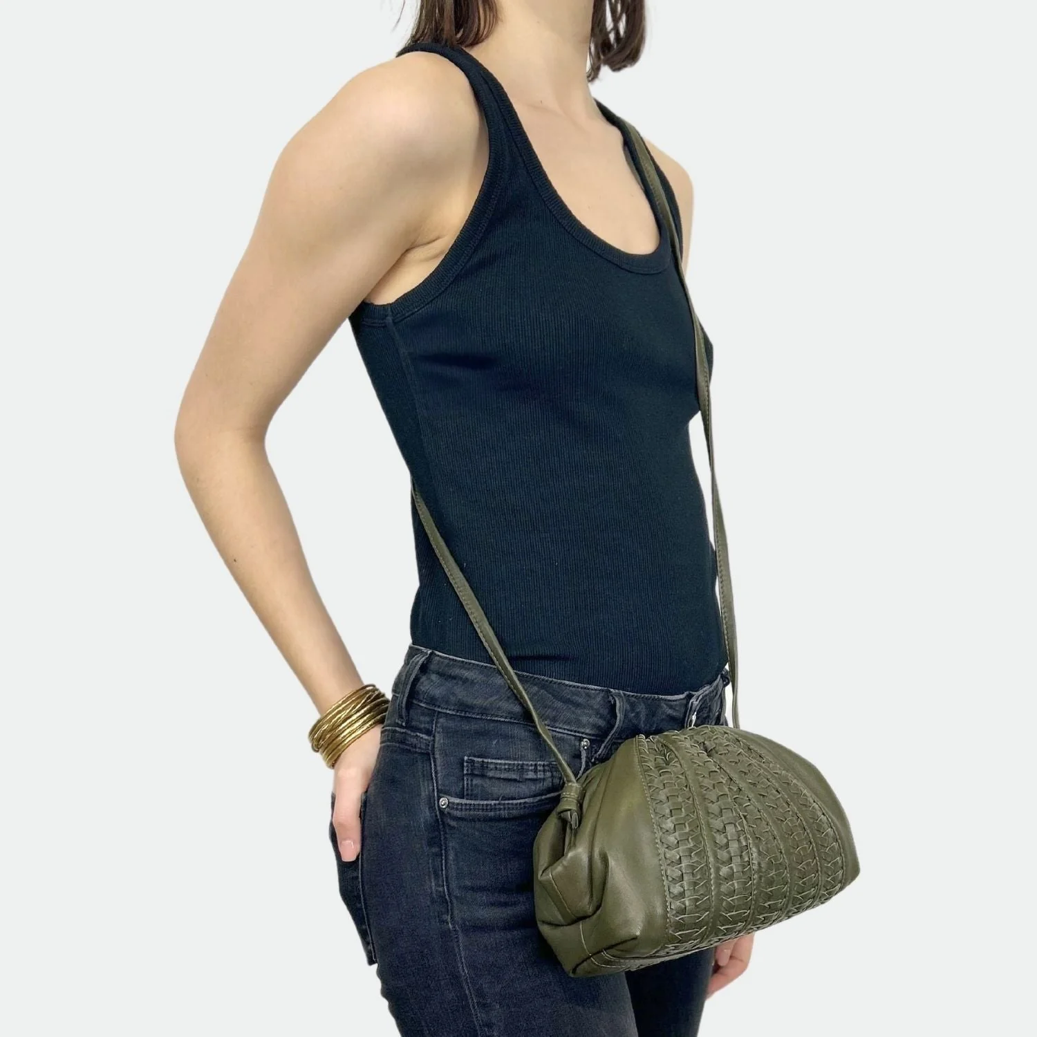 Pochette Cuir - Uniq Baby Tressé Kaki - Image 5