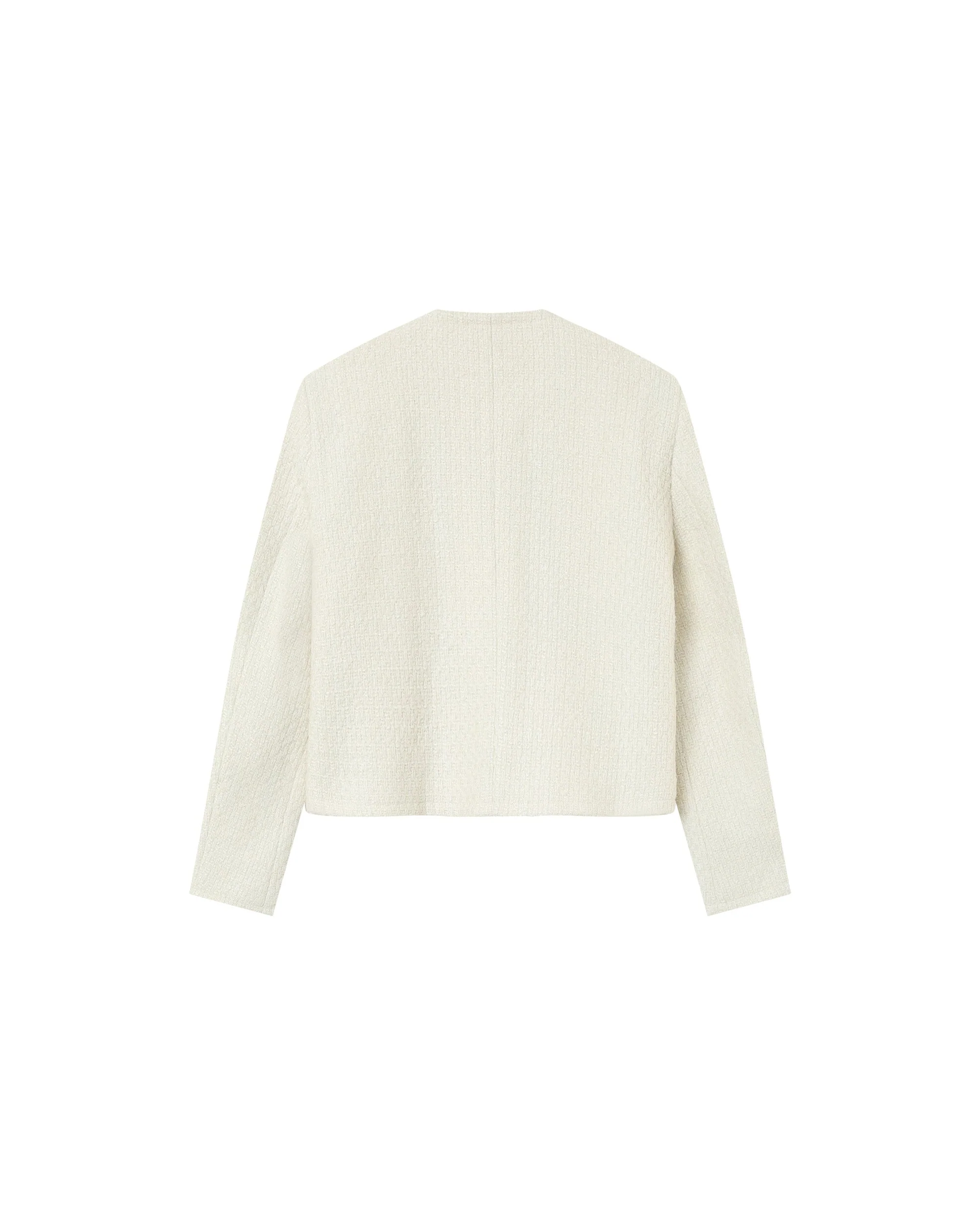 Veste Courte Sans Col Ecru Prune - Image 8