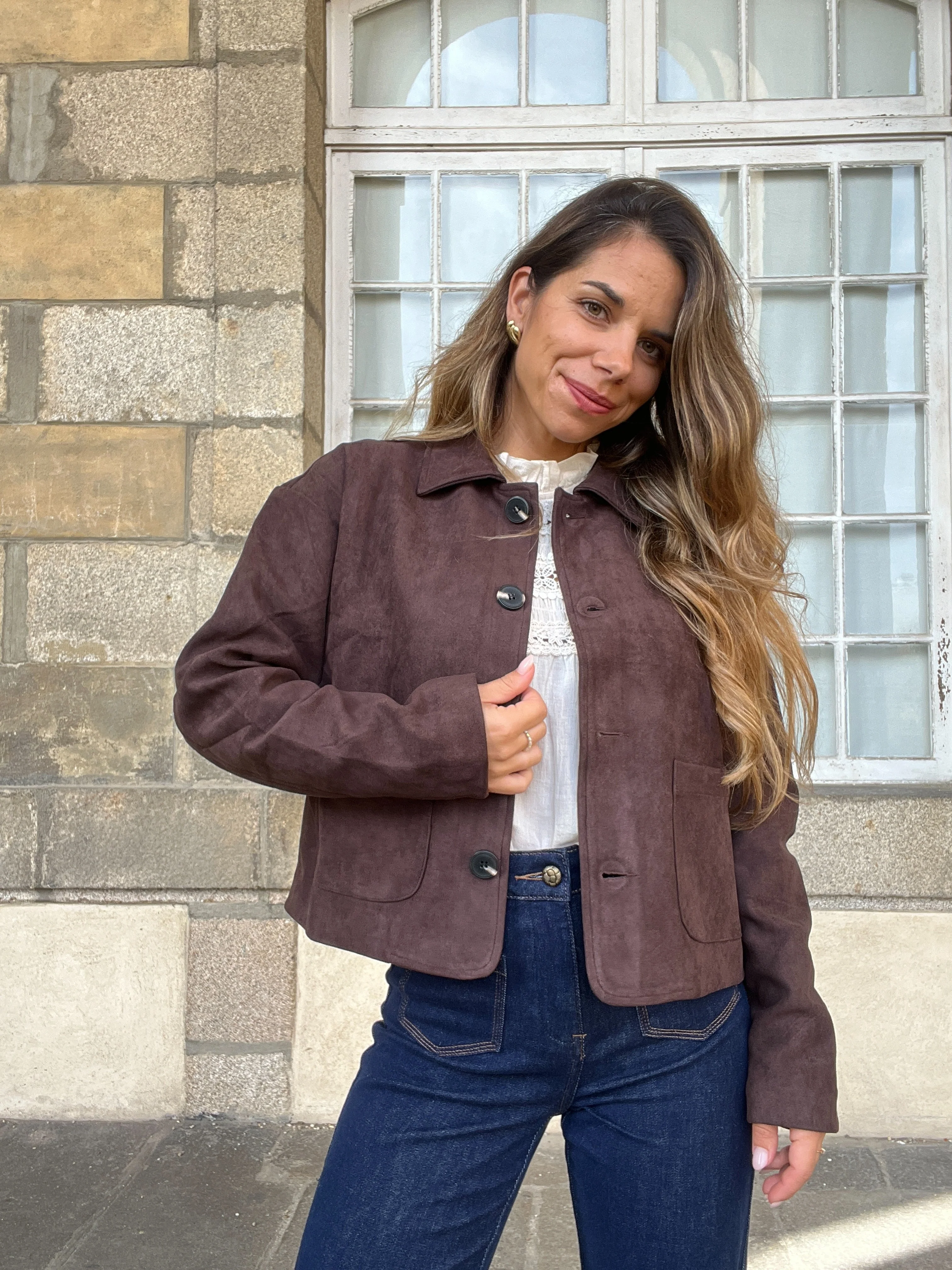 Veste Effet Suédine Thelma Chocolat - Image 10