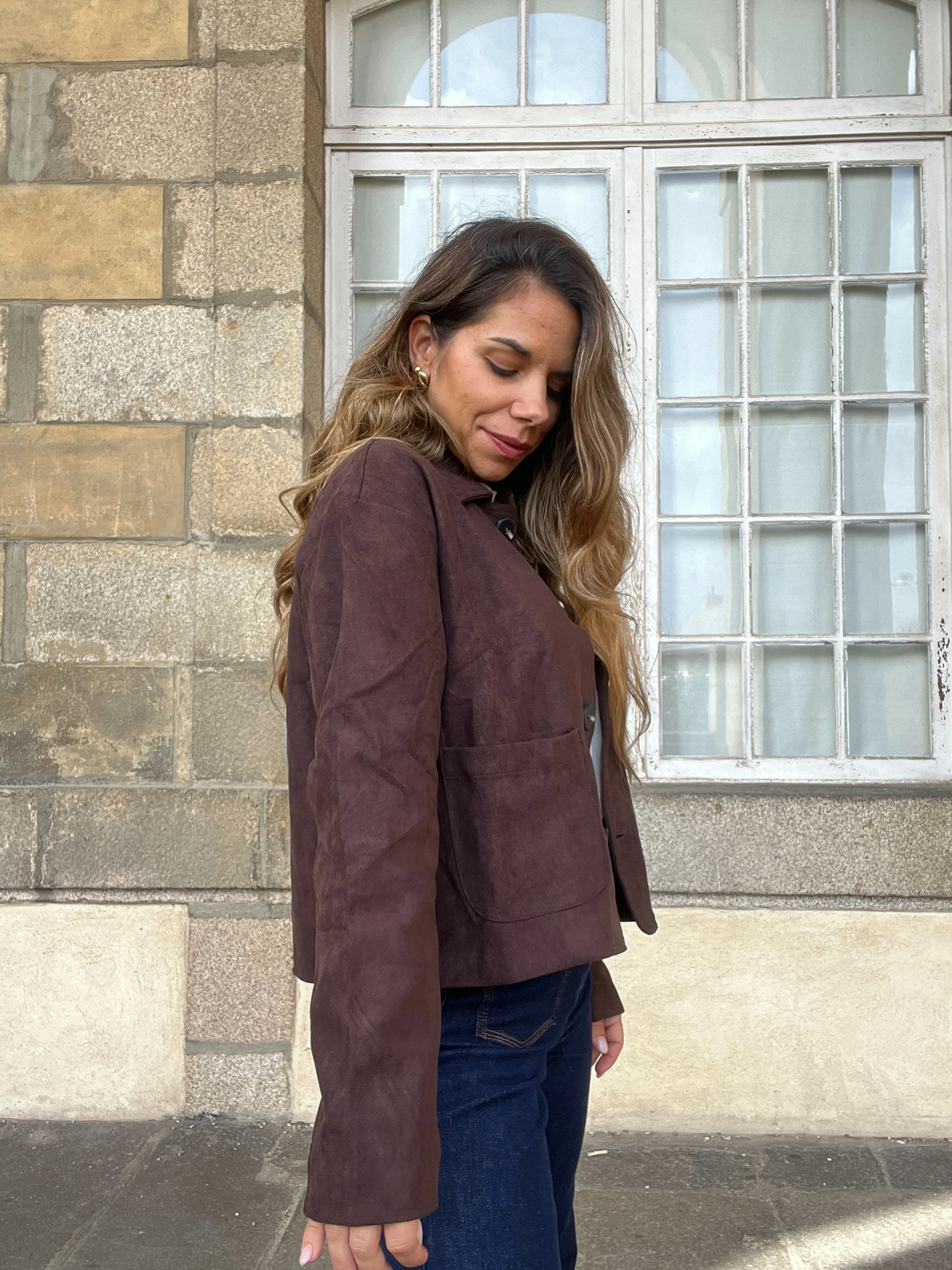 Veste Effet Suédine Thelma Chocolat - Image 4