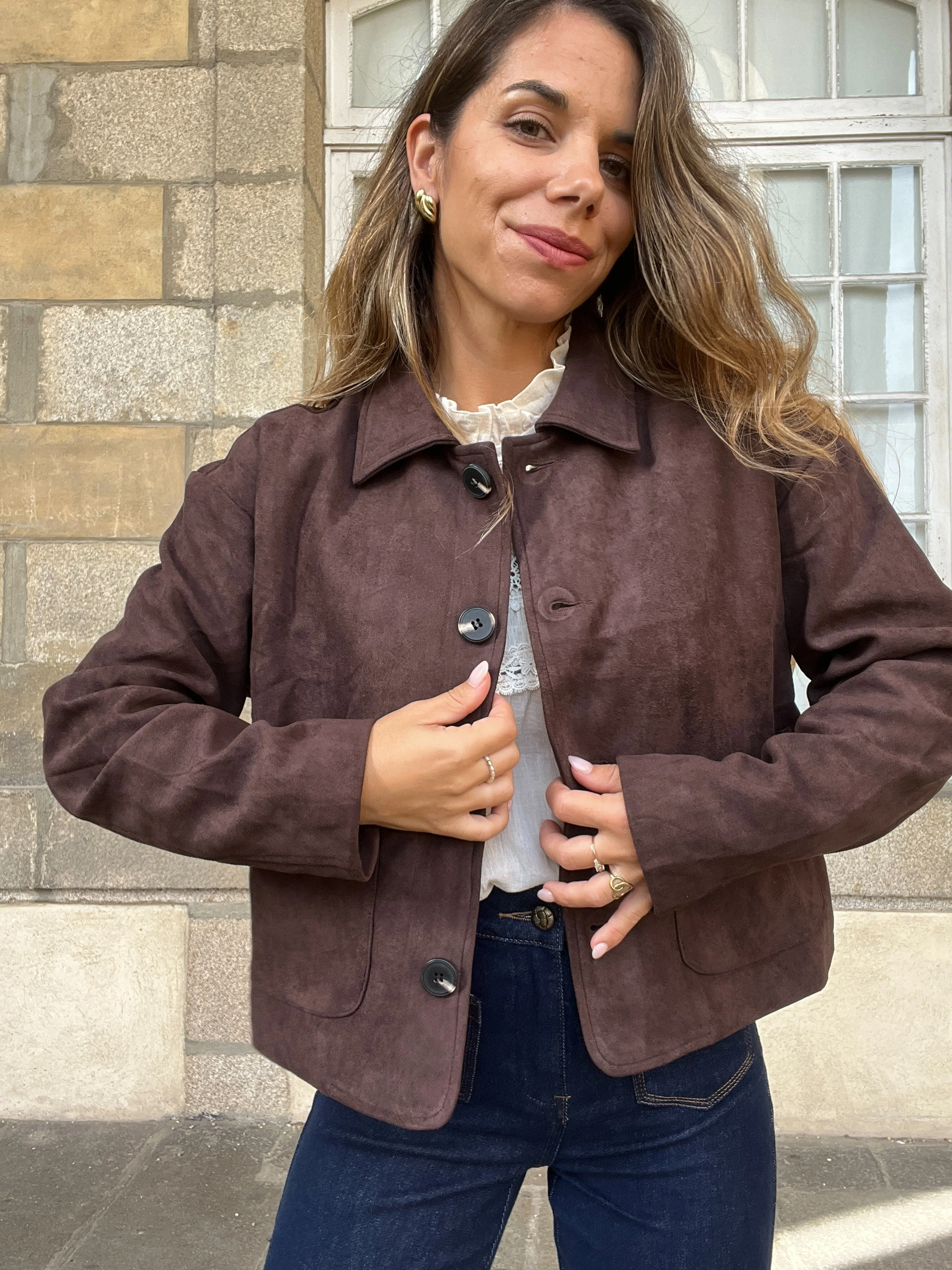 Veste Effet Suédine Thelma Chocolat - Image 5
