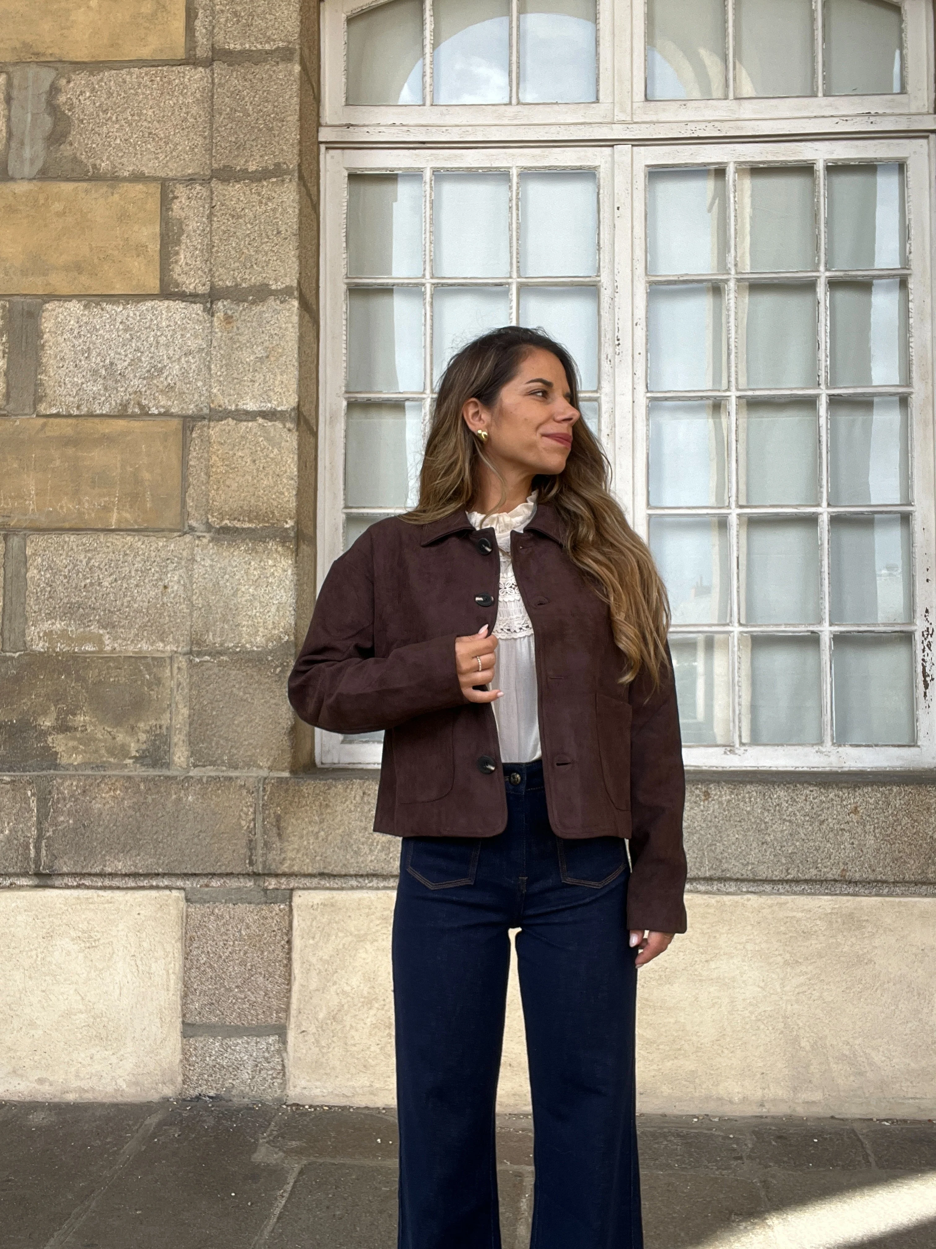 Veste Effet Suédine Thelma Chocolat - Image 7