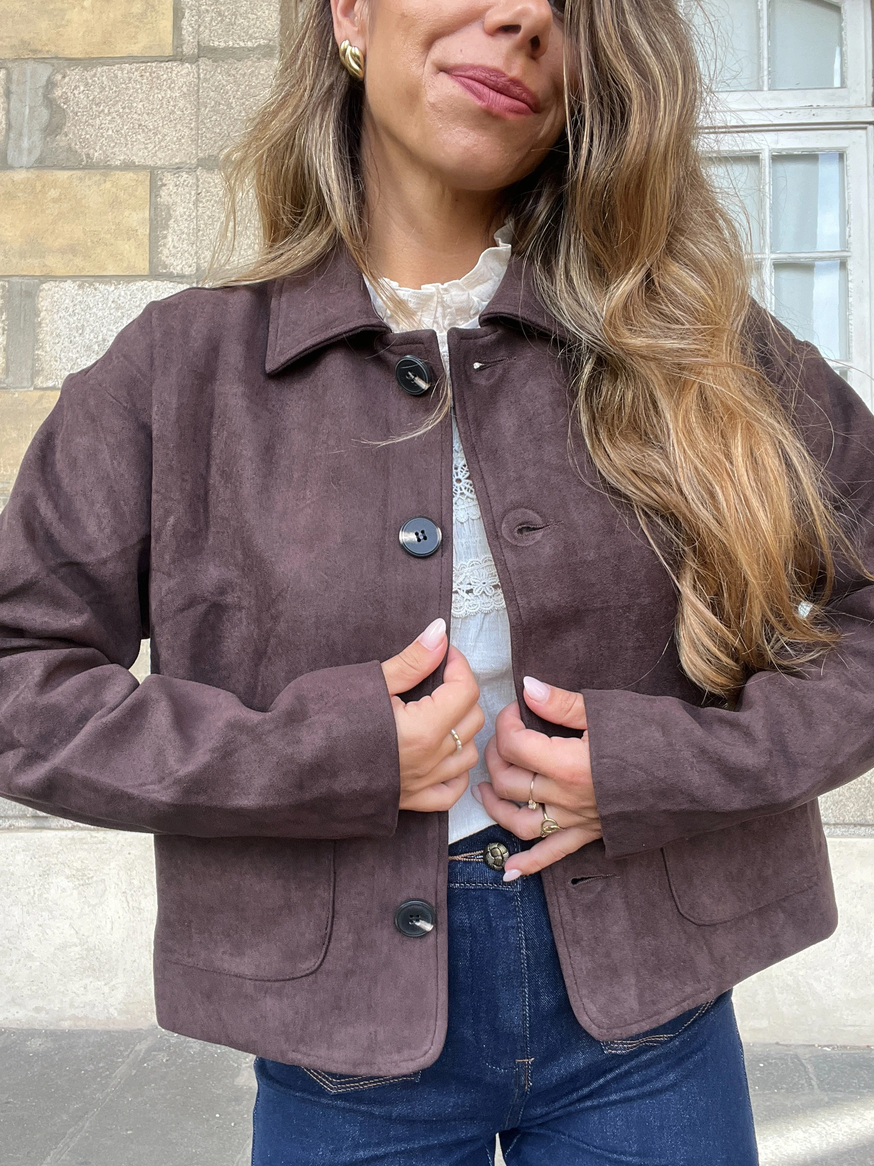Veste Effet Suédine Thelma Chocolat - Image 9