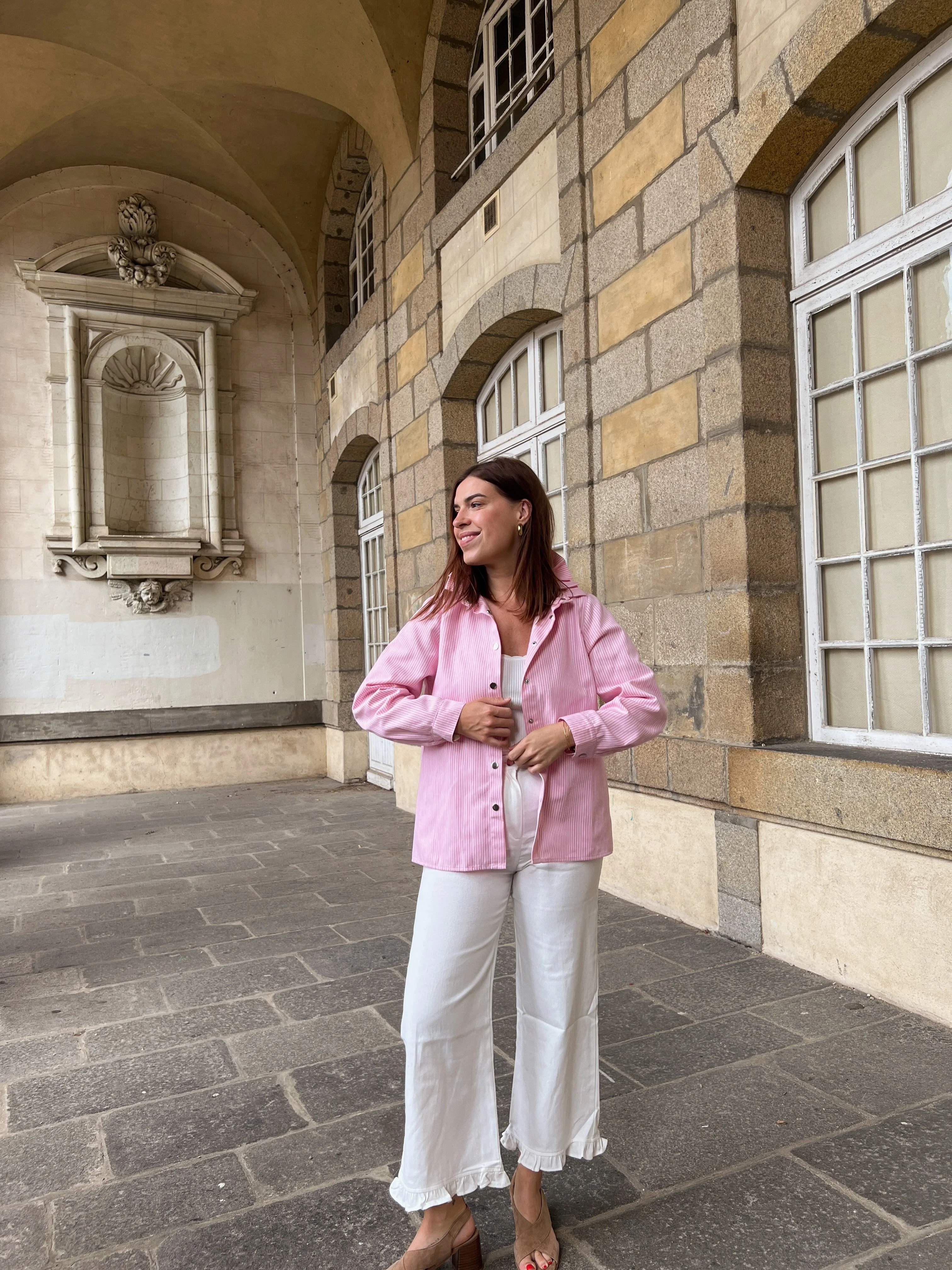 Veste En Jean Céleste À Rayures - Roses - Image 13