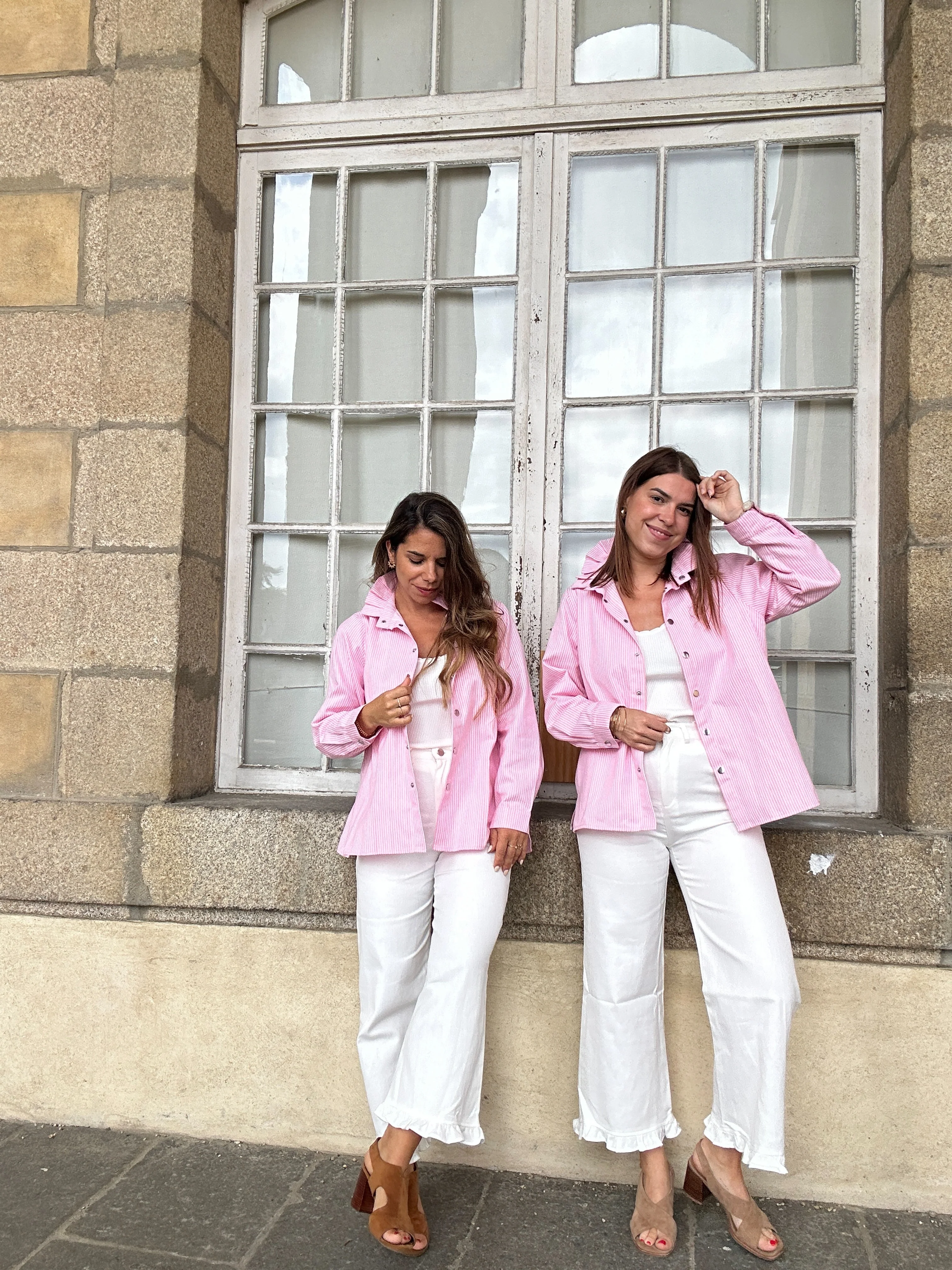 Veste En Jean Céleste À Rayures - Roses - Image 4