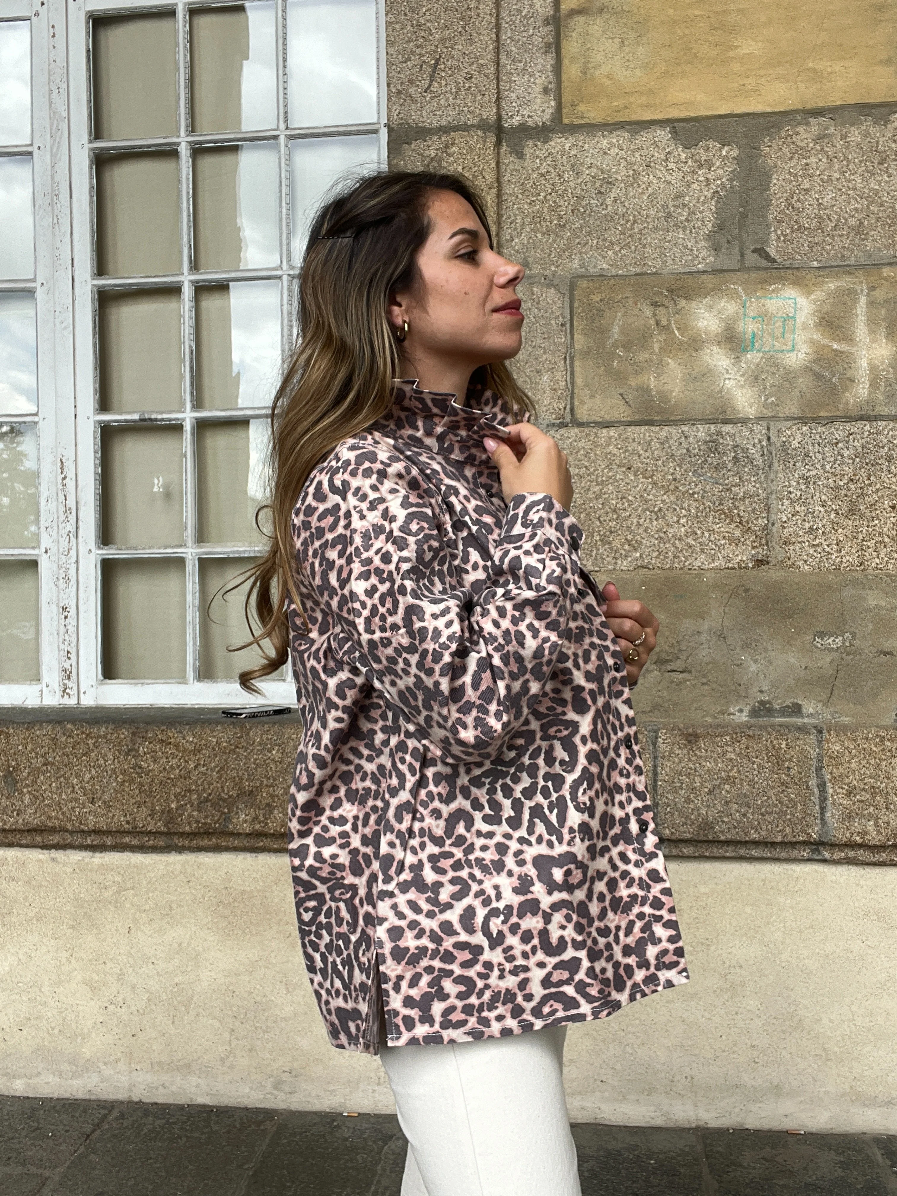 Veste En Jean Céleste Léopard - Image 12