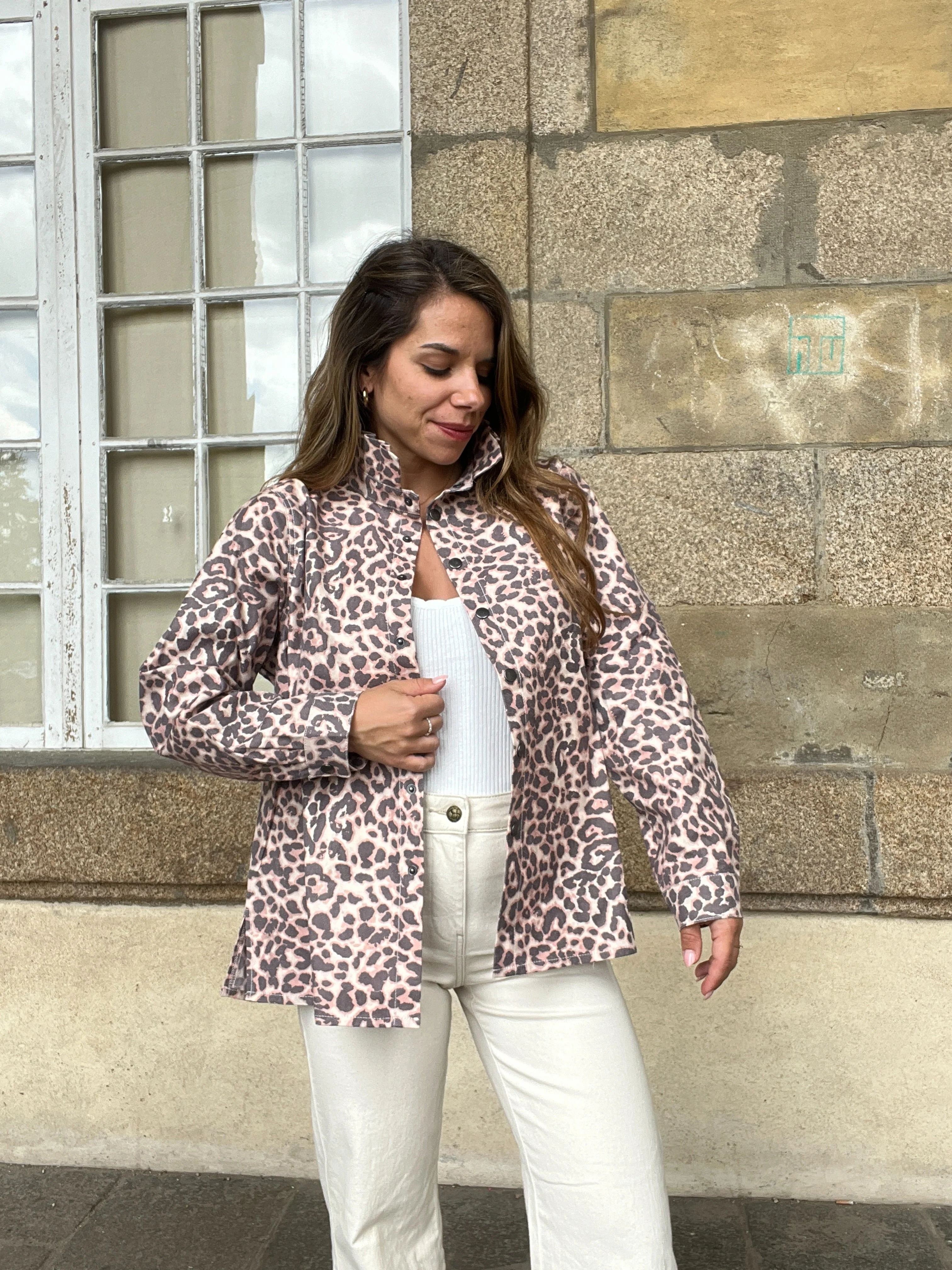 Veste En Jean Céleste Léopard - Image 4