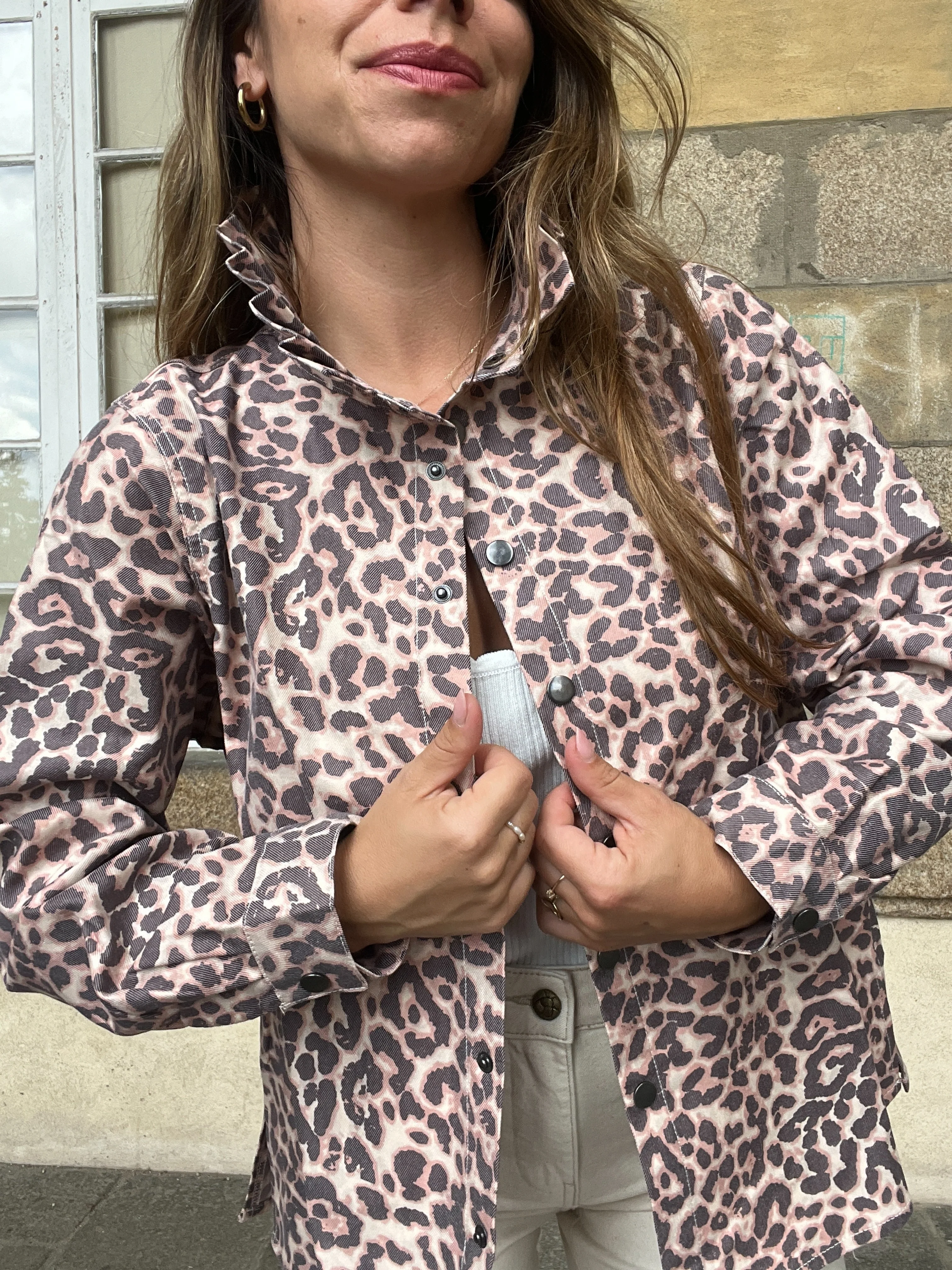 Veste En Jean Céleste Léopard - Image 5