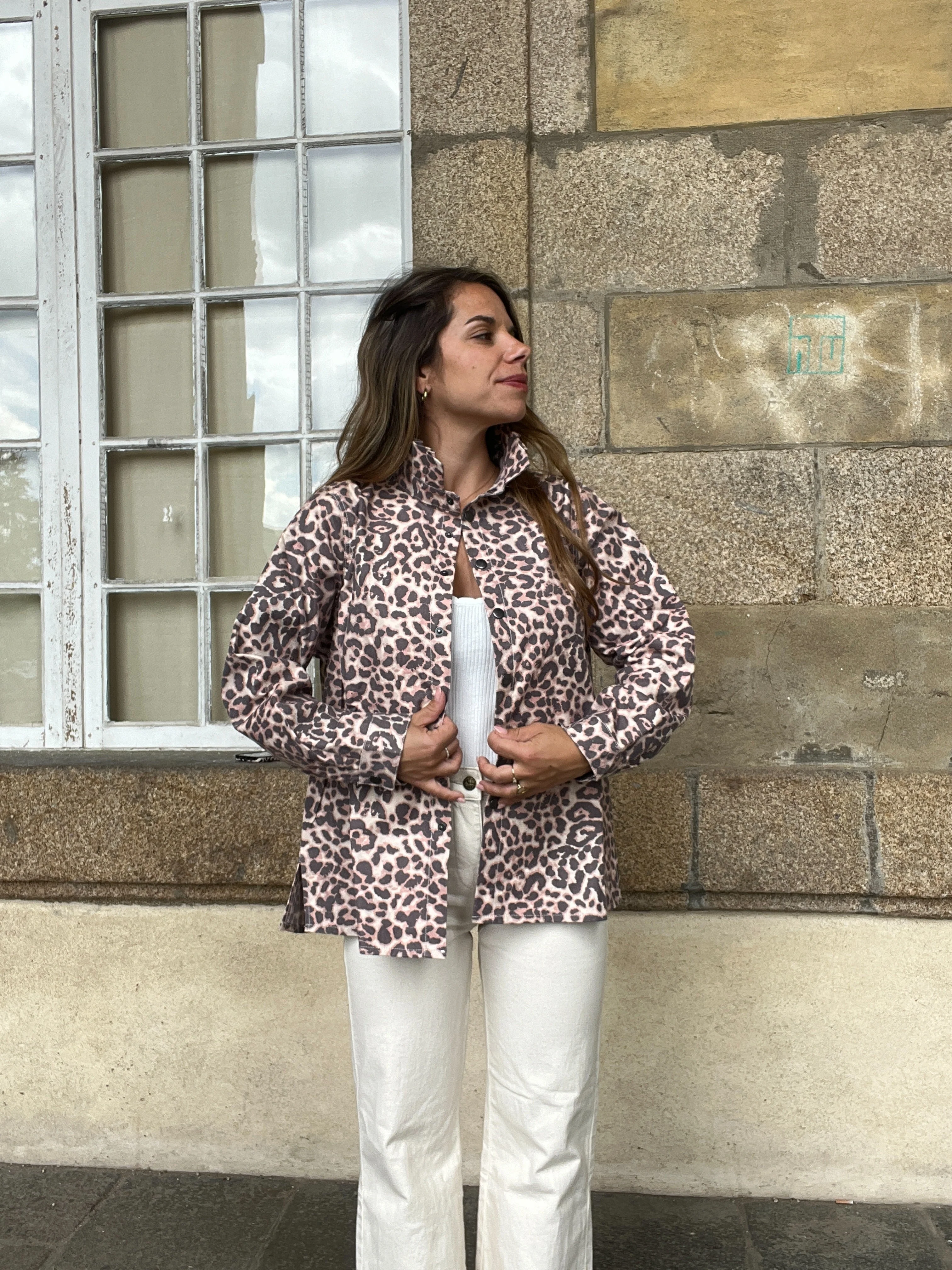 Veste En Jean Céleste Léopard - Image 7