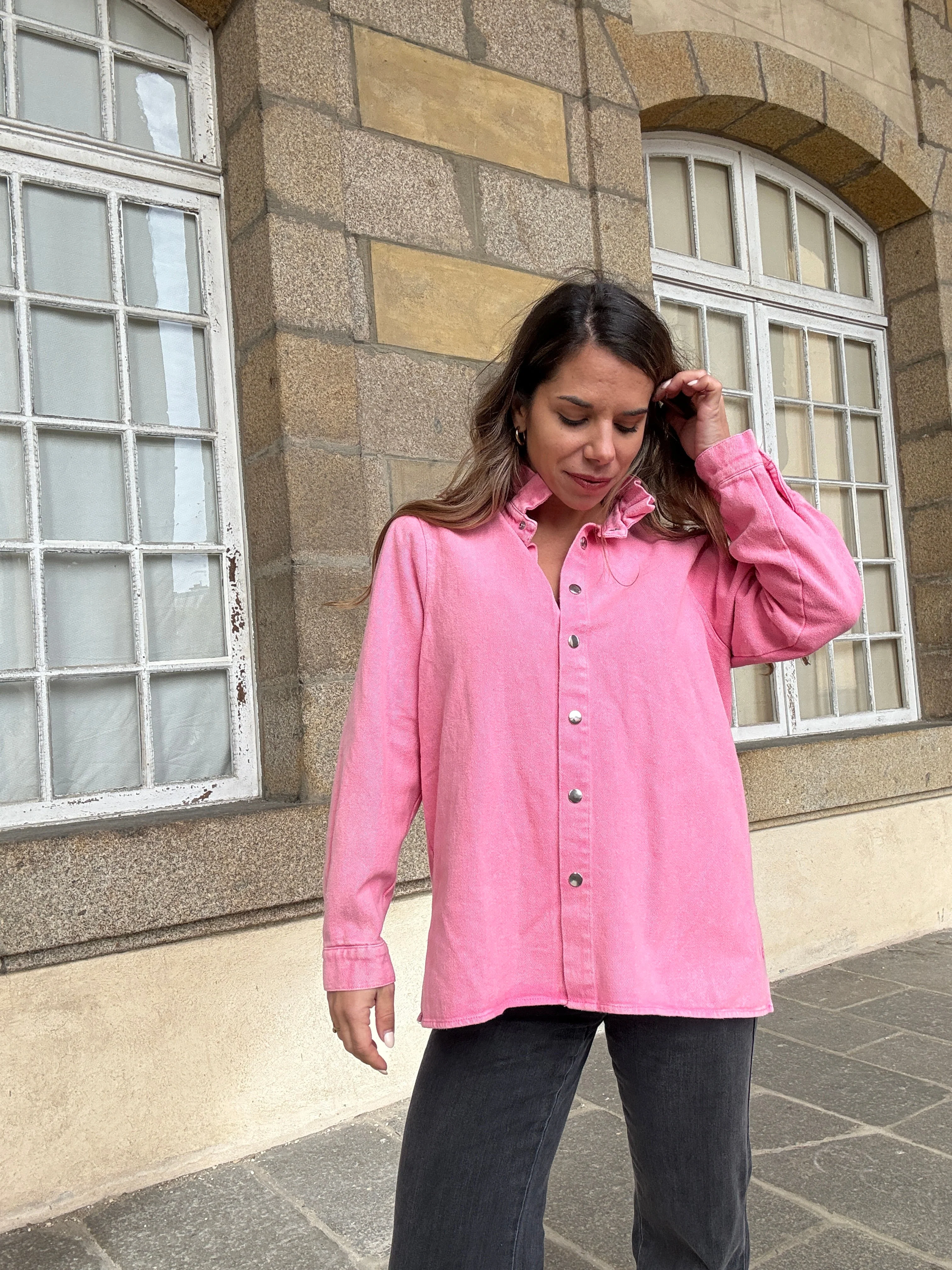 Veste En Jean Céleste Rose Bonbon - Image 10