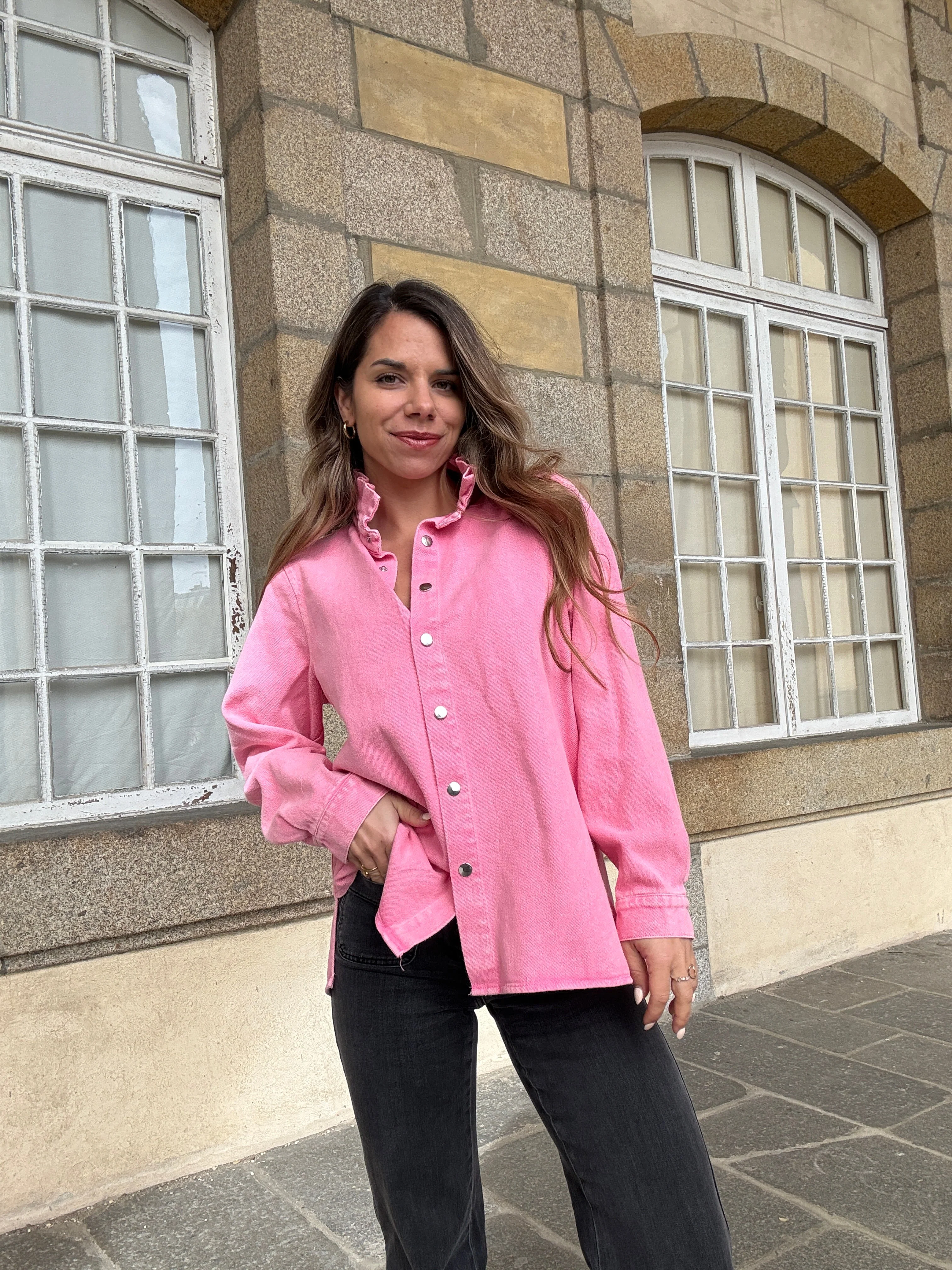Veste En Jean Céleste Rose Bonbon - Image 2