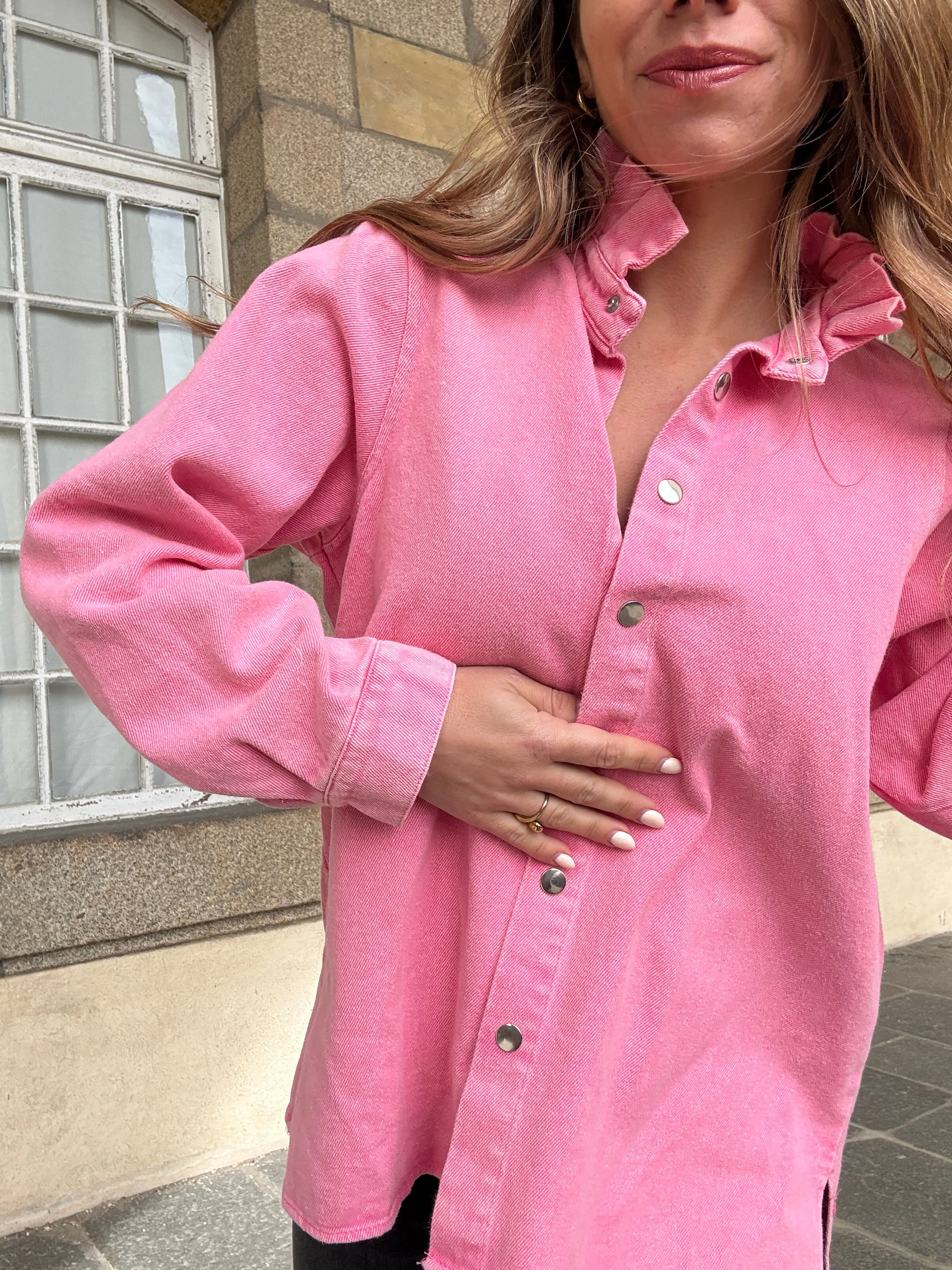 Veste En Jean Céleste Rose Bonbon - Image 3