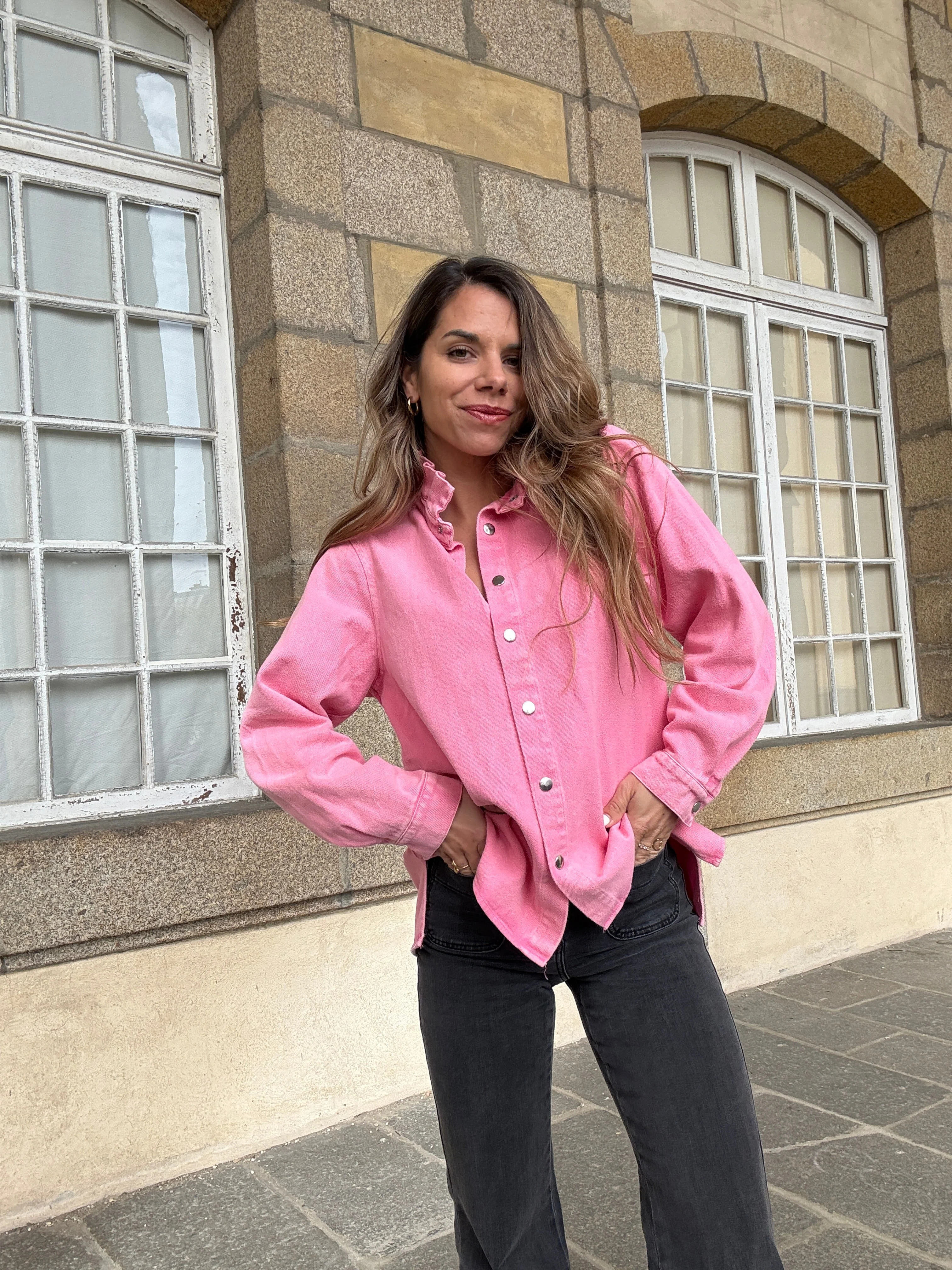 Veste En Jean Céleste Rose Bonbon - Image 5