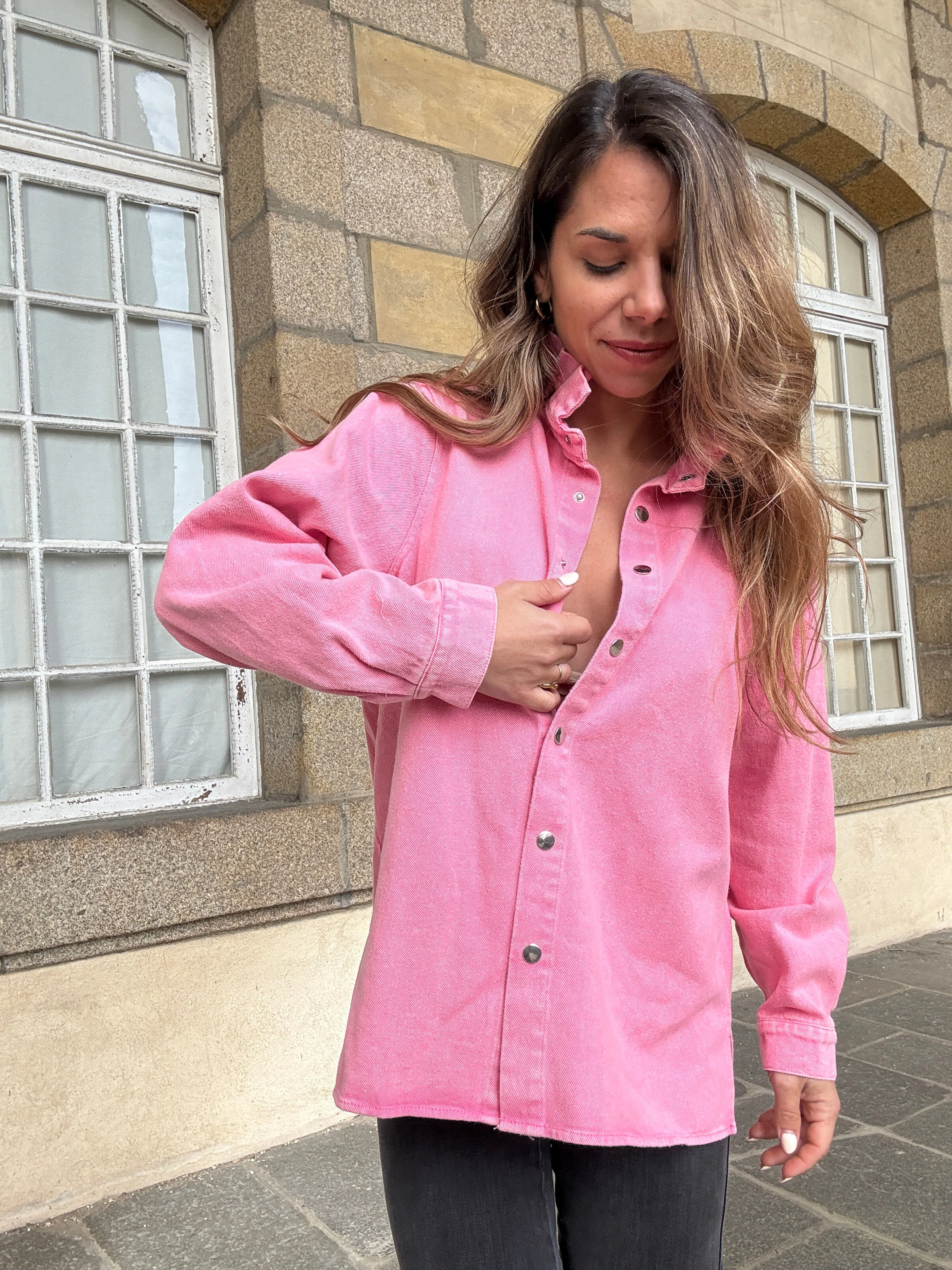 Veste En Jean Céleste Rose Bonbon - Image 6