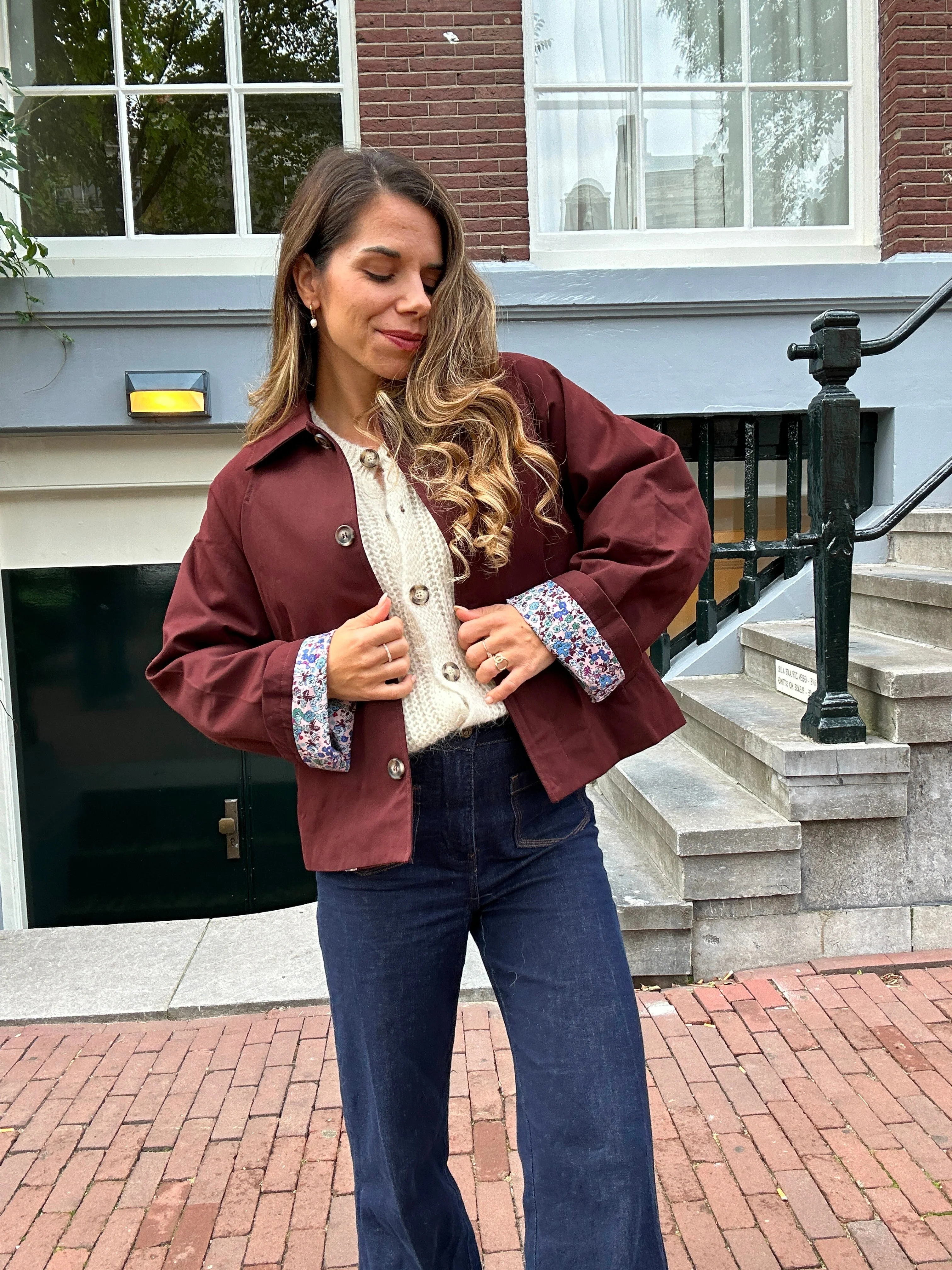 Veste Trench Edith En Coton Liberty Bordeaux - Image 3