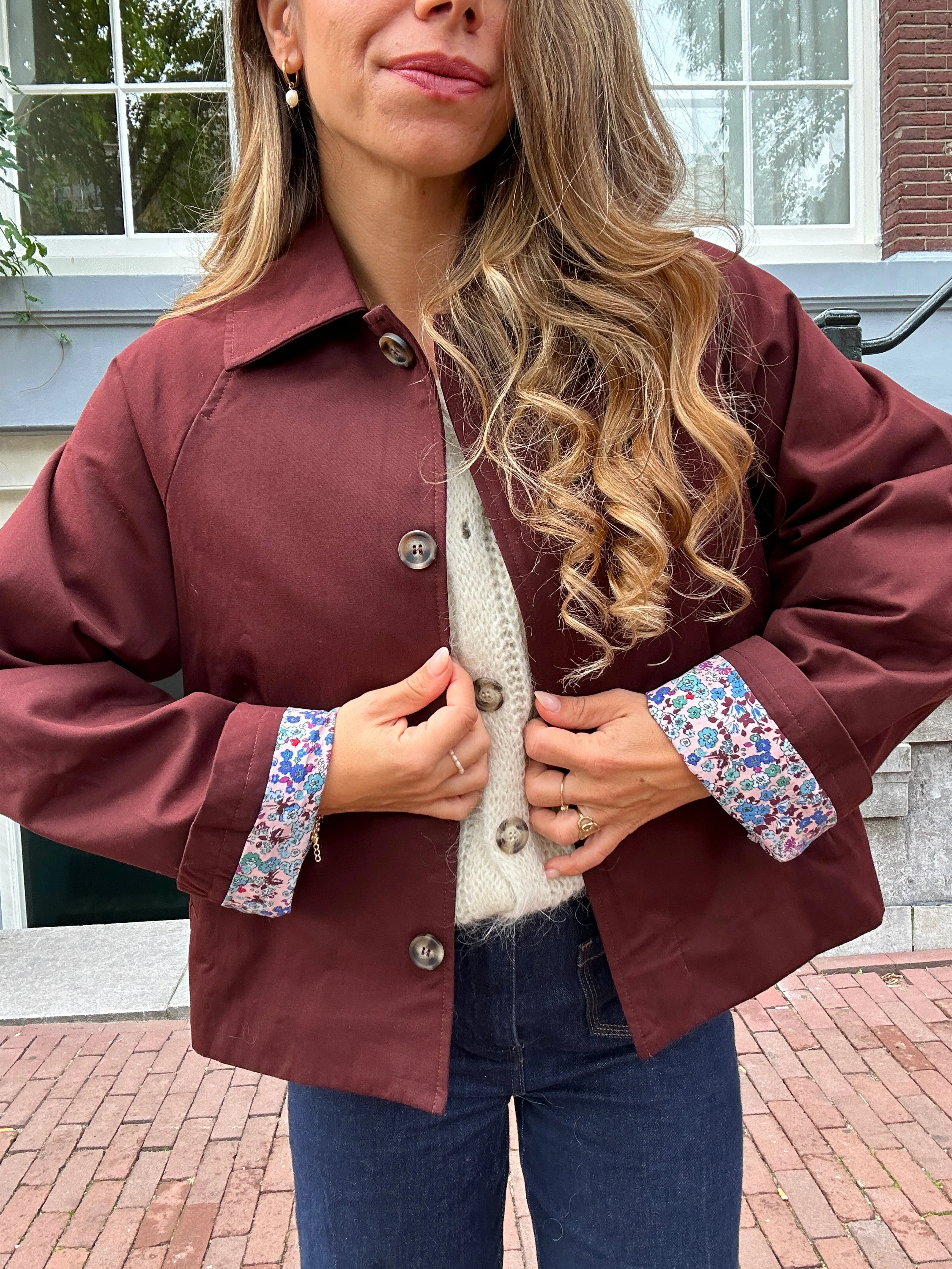 Veste Trench Edith En Coton Liberty Bordeaux - Image 5