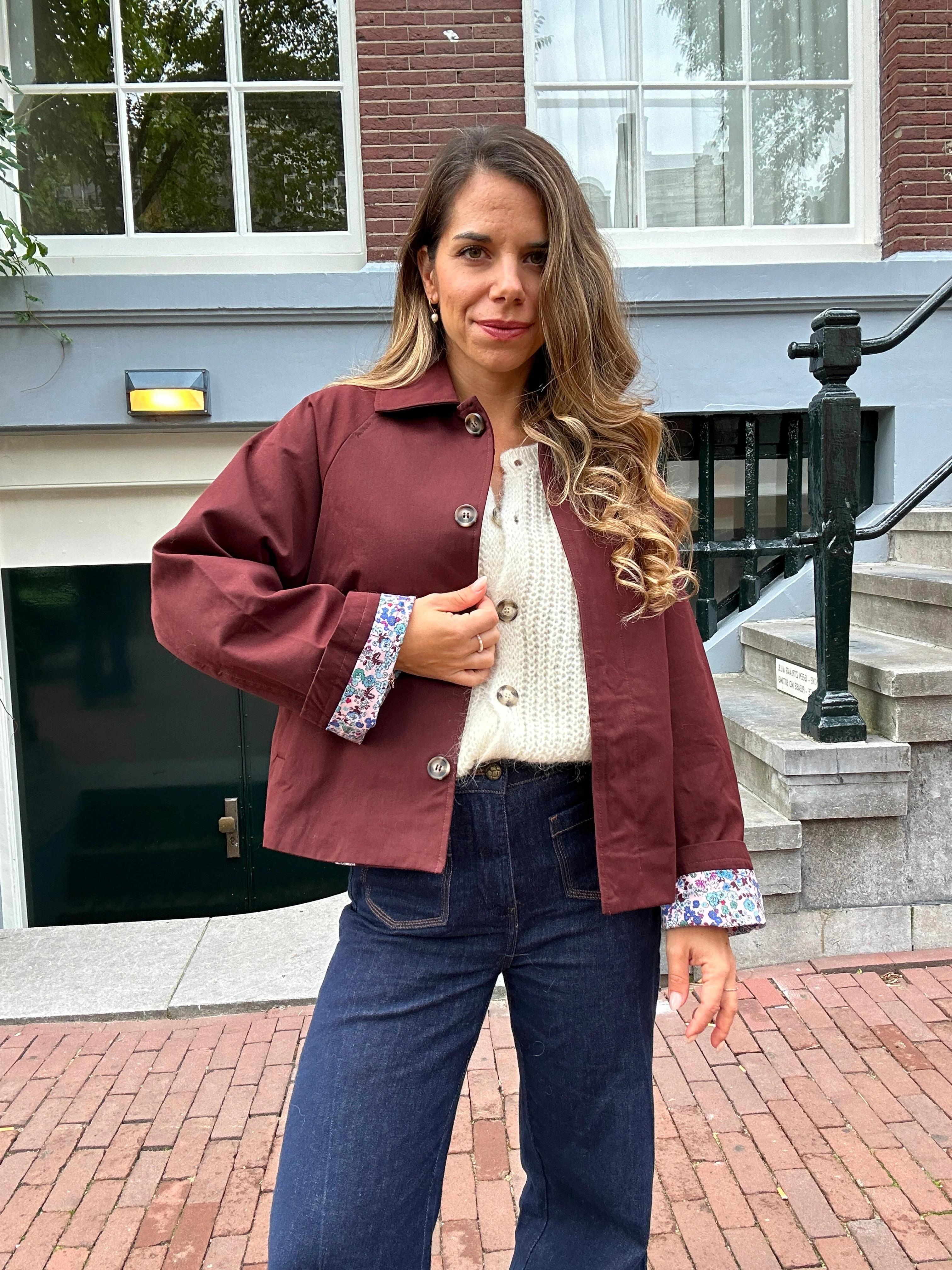 Veste Trench Edith En Coton Liberty Bordeaux - Image 6