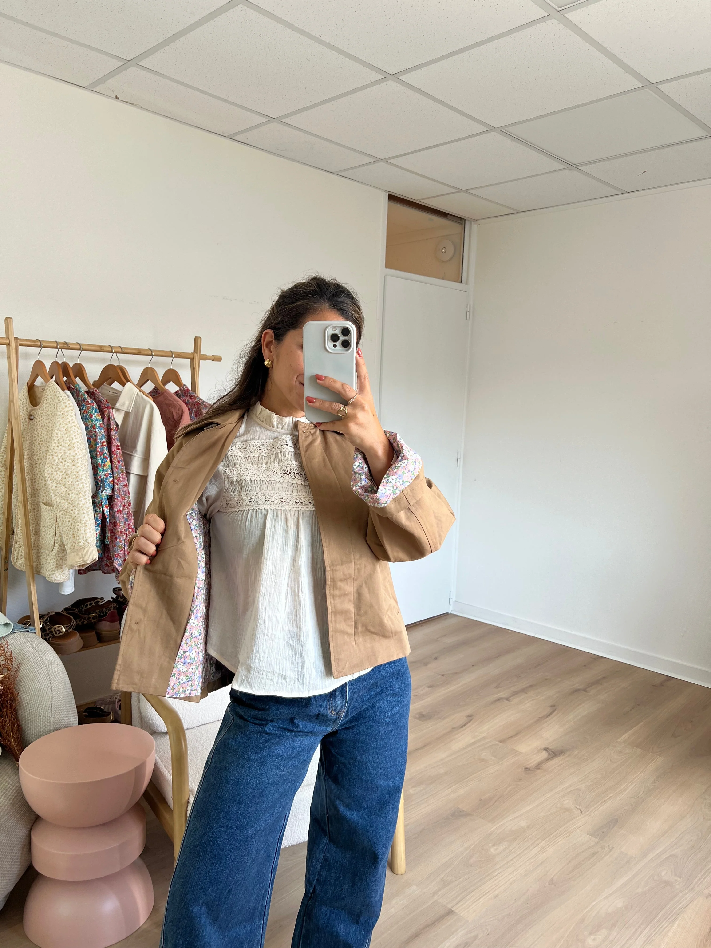Veste Trench Edith En Coton Liberty Camel - Image 4