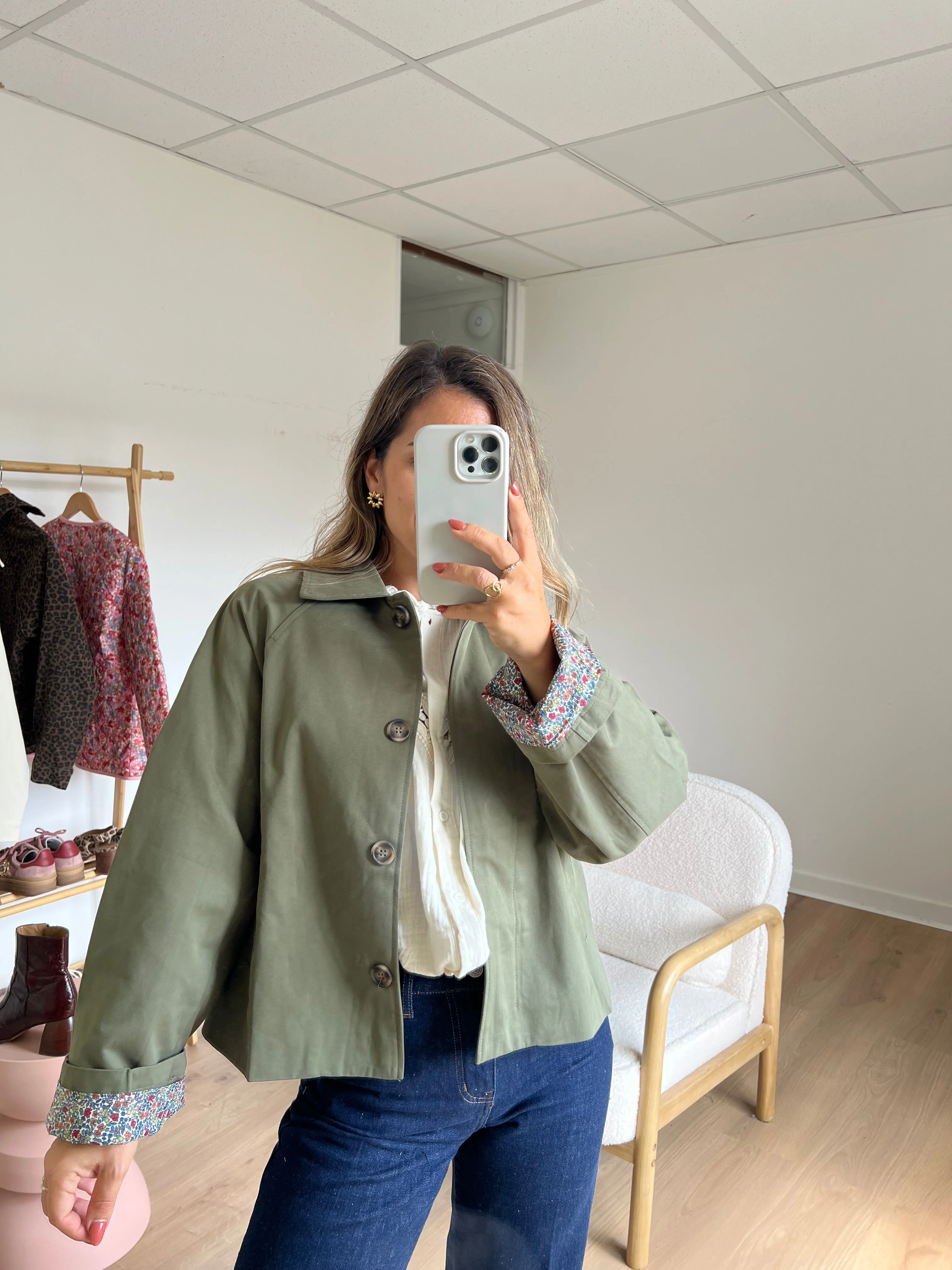 Veste Trench Edith En Coton Liberty Kaki - Image 4