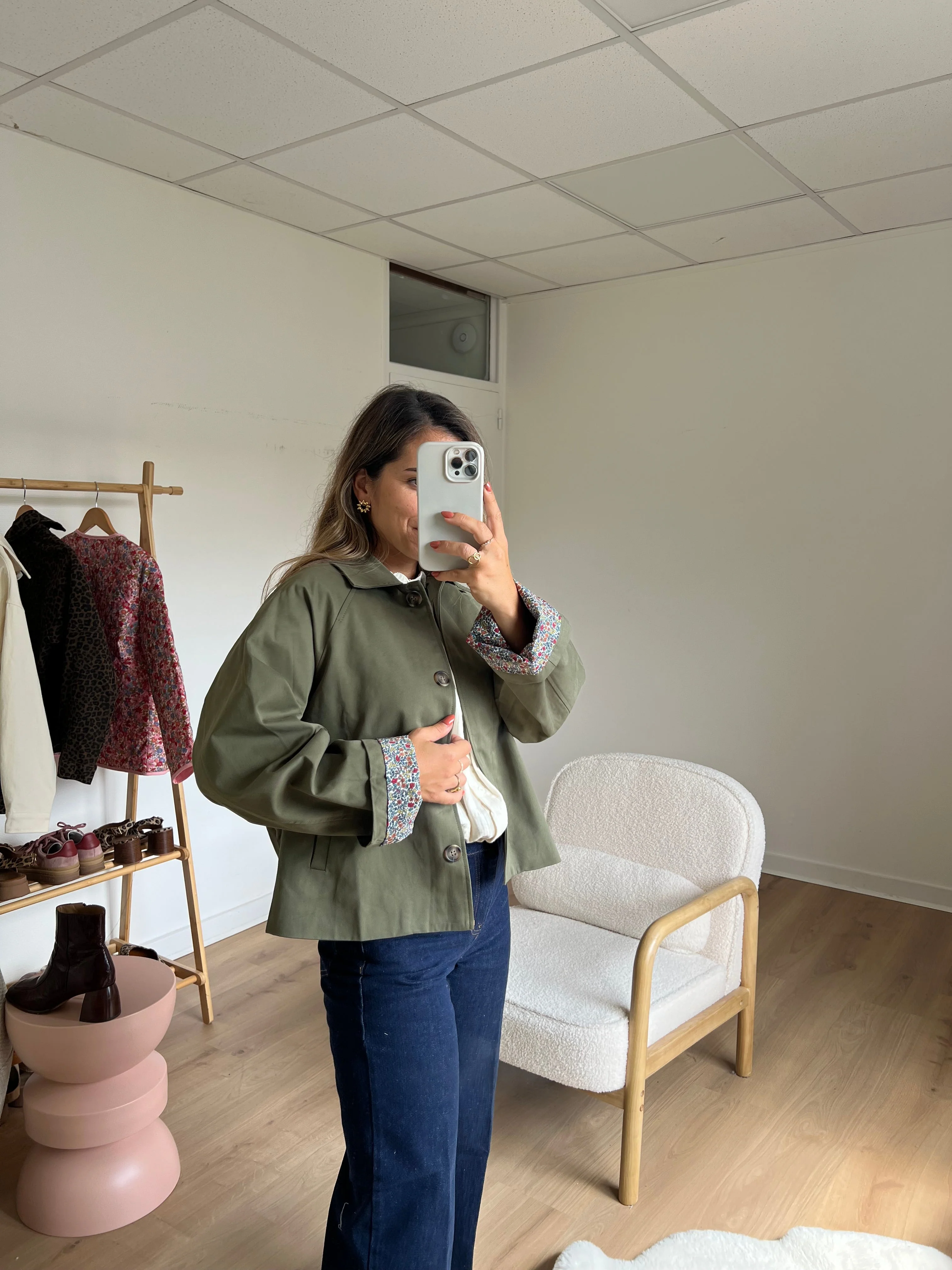 Veste Trench Edith En Coton Liberty Kaki - Image 5