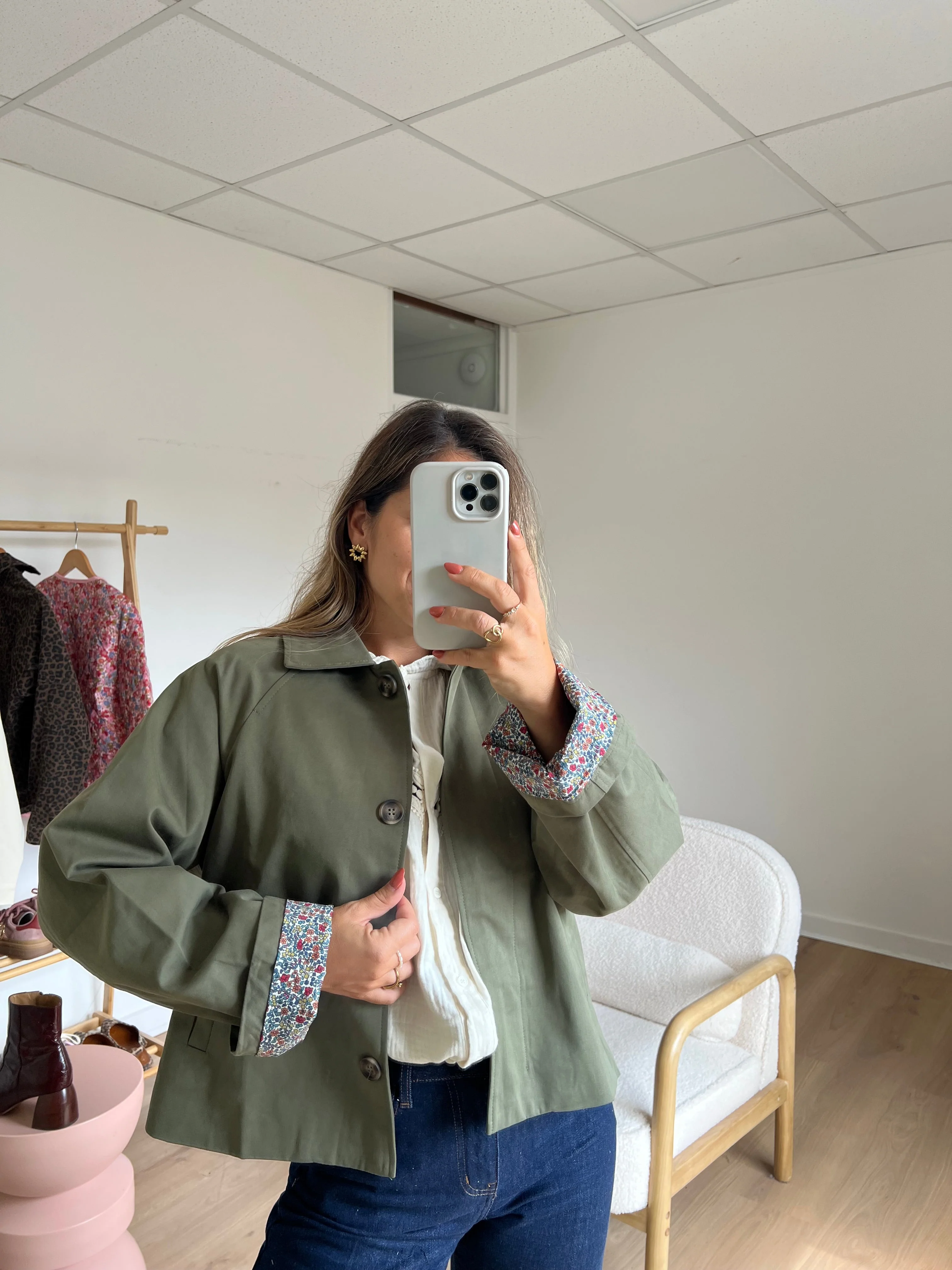 Veste Trench Edith En Coton Liberty Kaki - Image 7