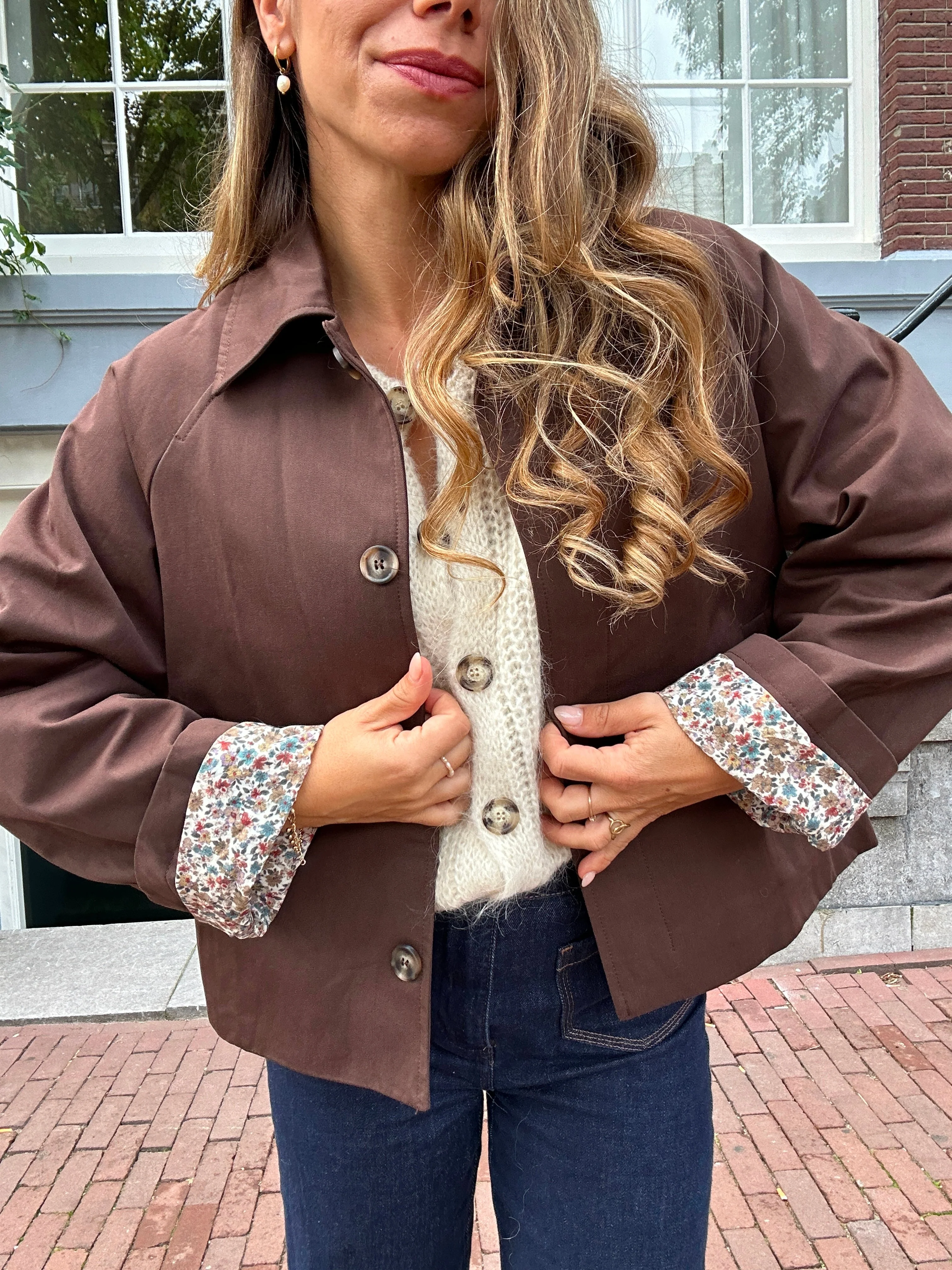 Veste Trench Edith En Coton Liberty Marron - Image 2