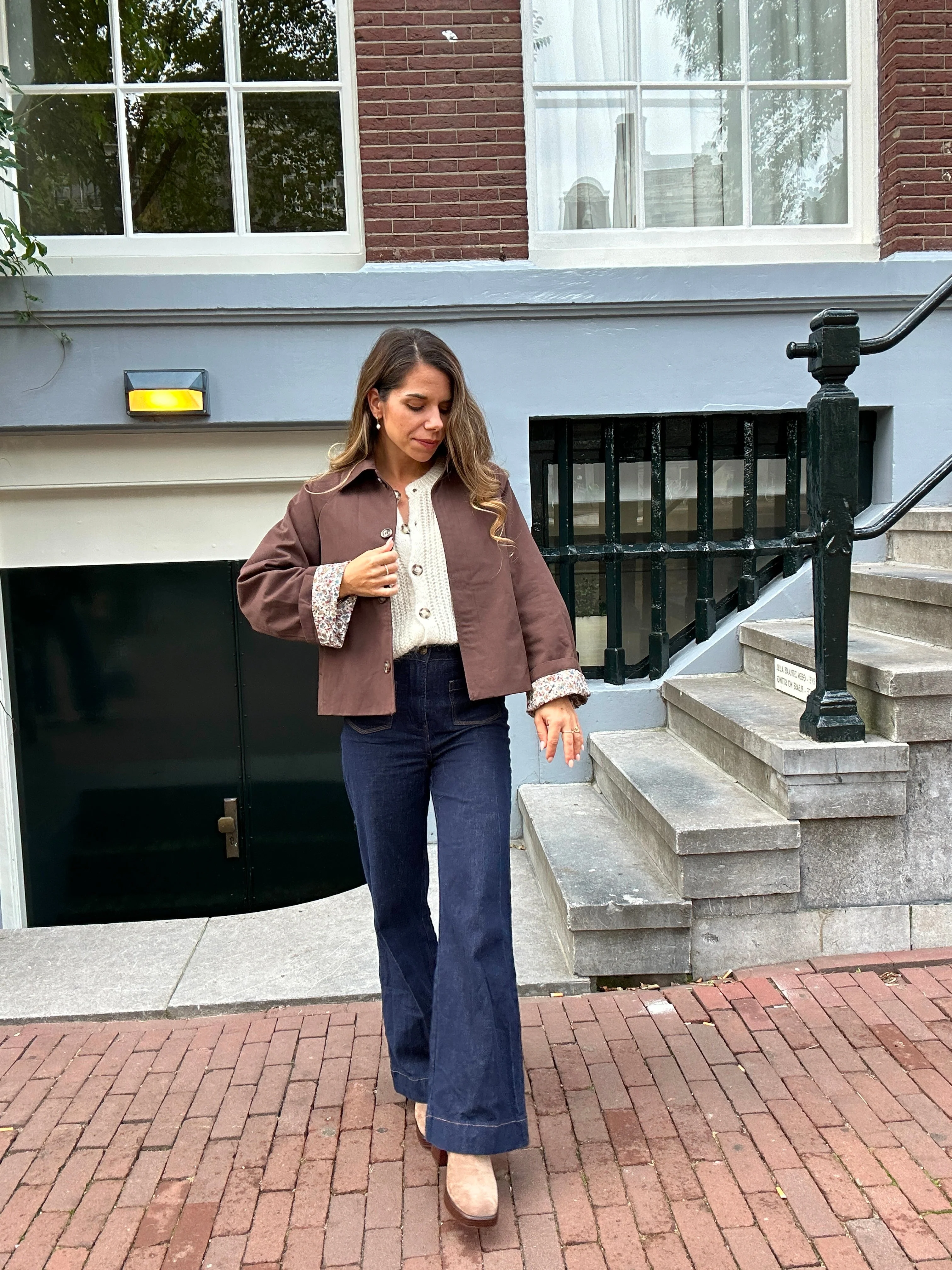 Veste Trench Edith En Coton Liberty Marron - Image 5