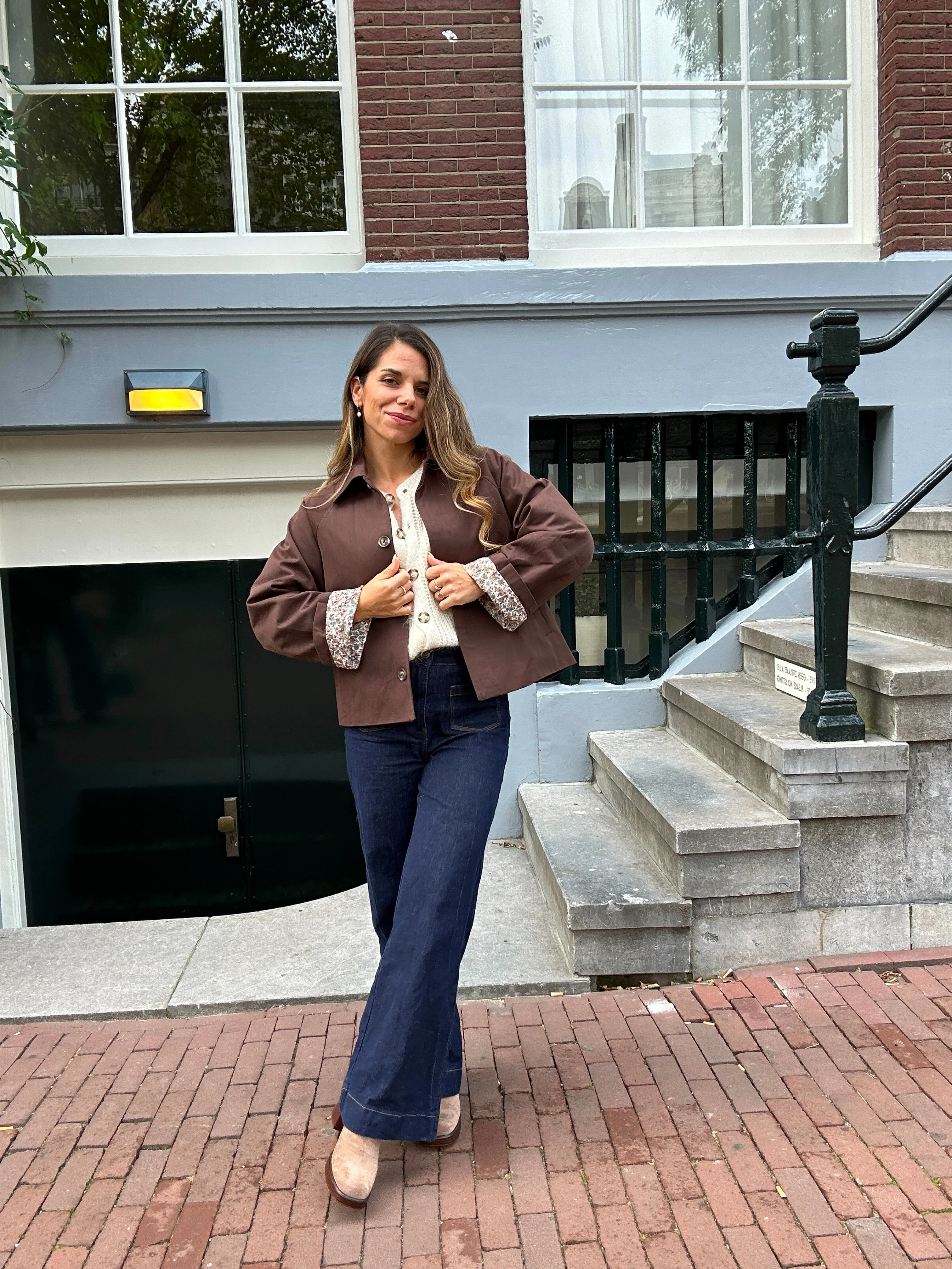 Veste Trench Edith En Coton Liberty Marron - Image 6