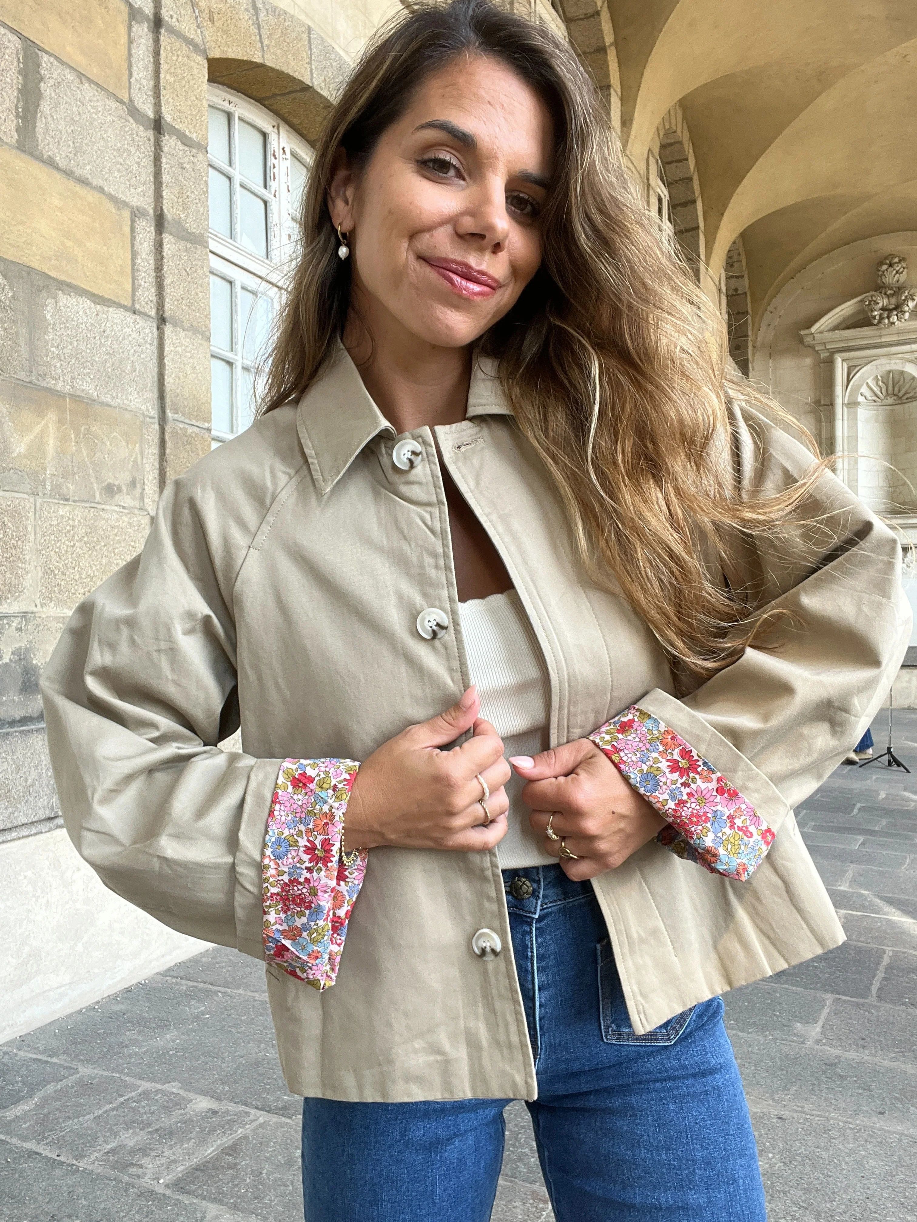 Veste Trench Liberty En Coton Beige Edith - Image 2