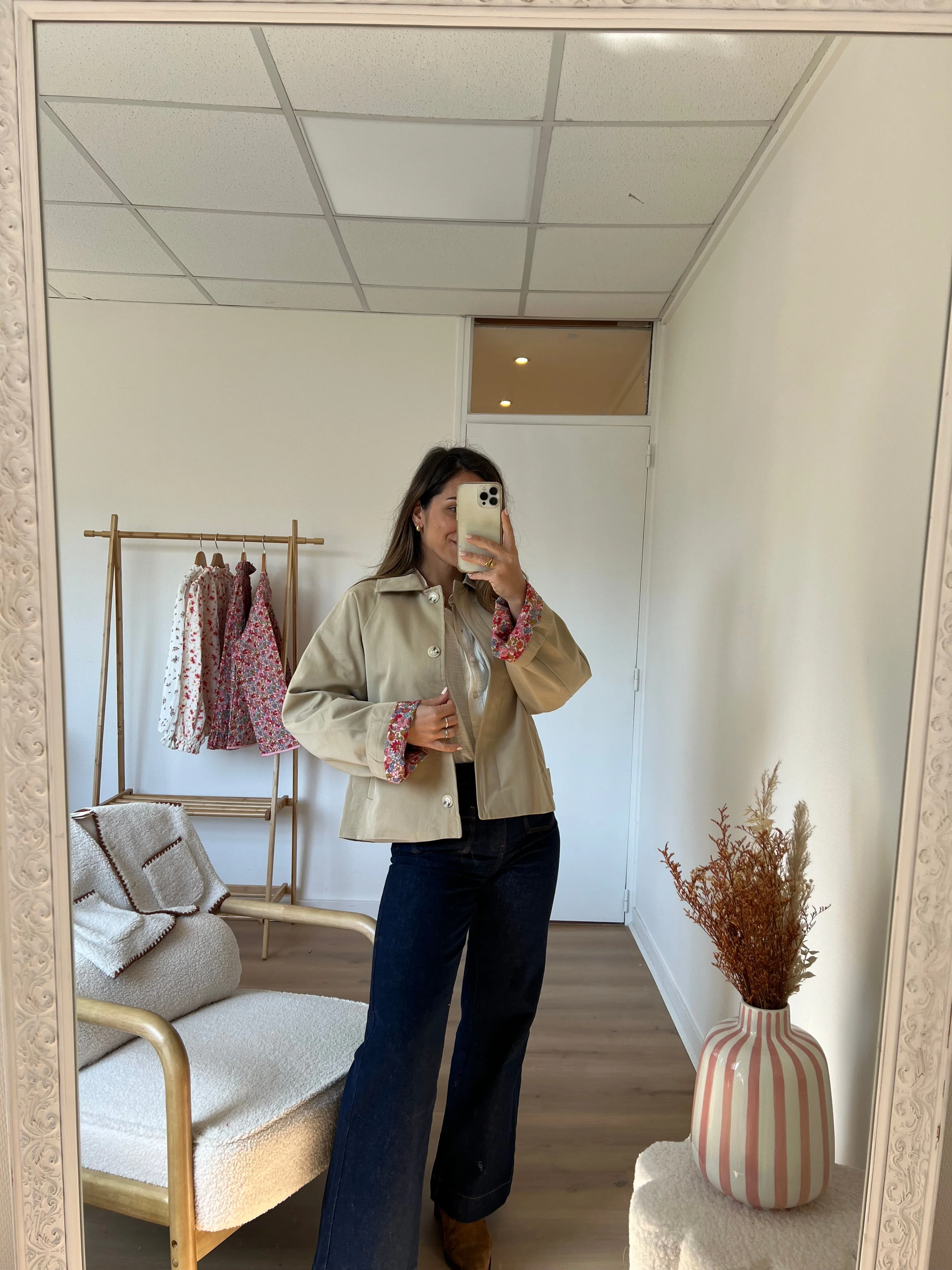 Veste Trench Liberty En Coton Beige Edith - Image 5