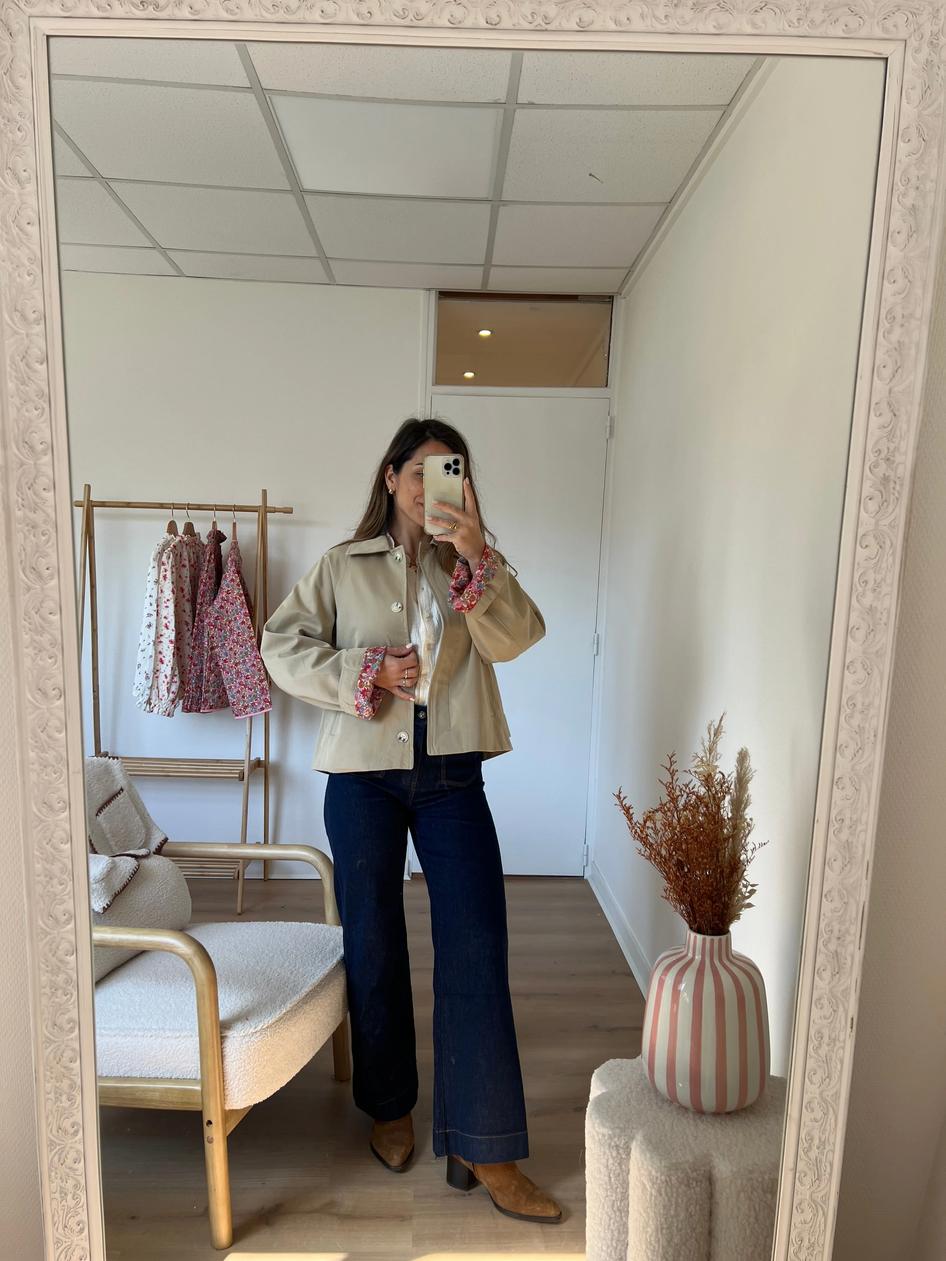 Veste Trench Liberty En Coton Beige Edith - Image 6