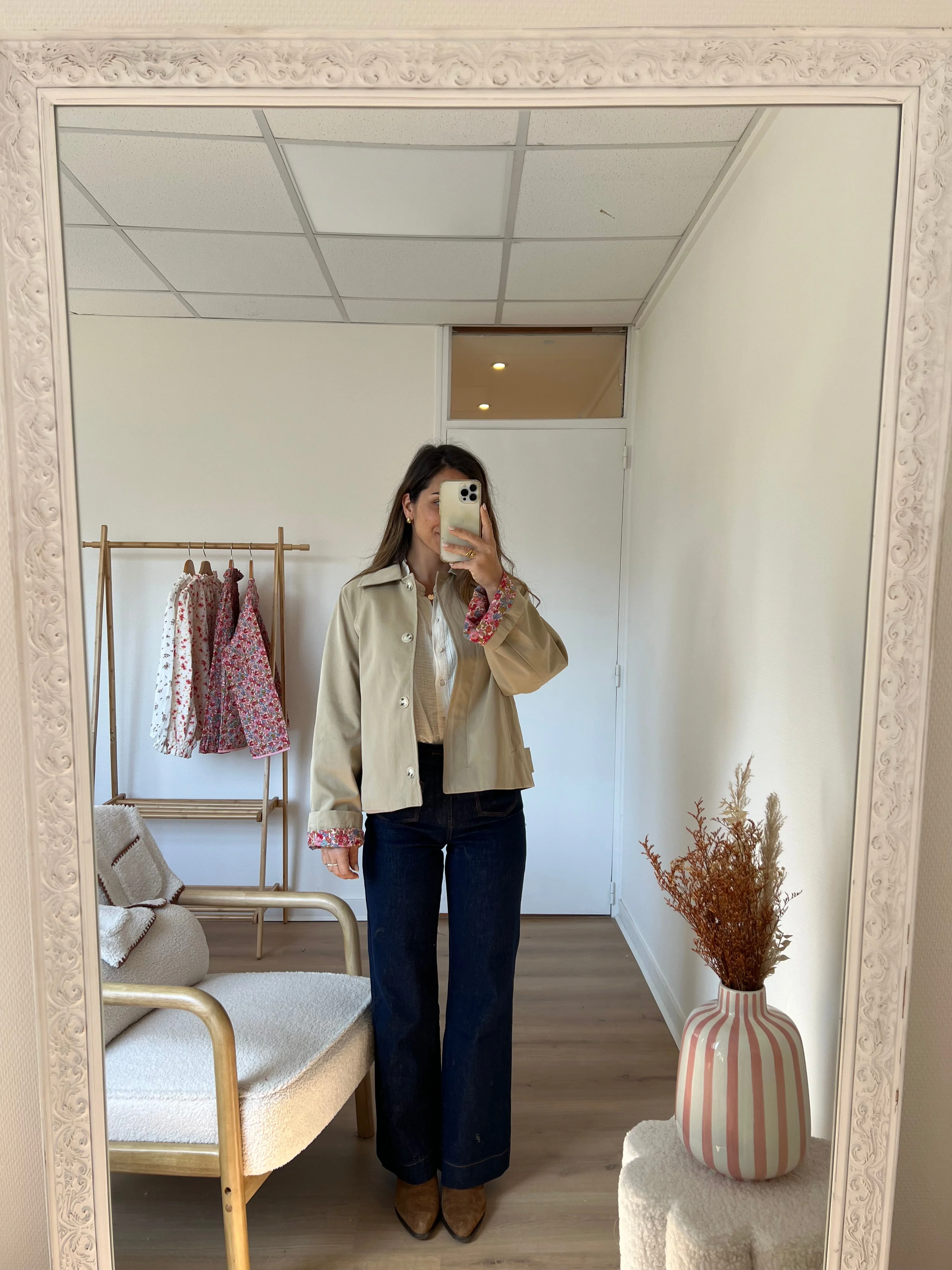 Veste Trench Liberty En Coton Beige Edith - Image 7