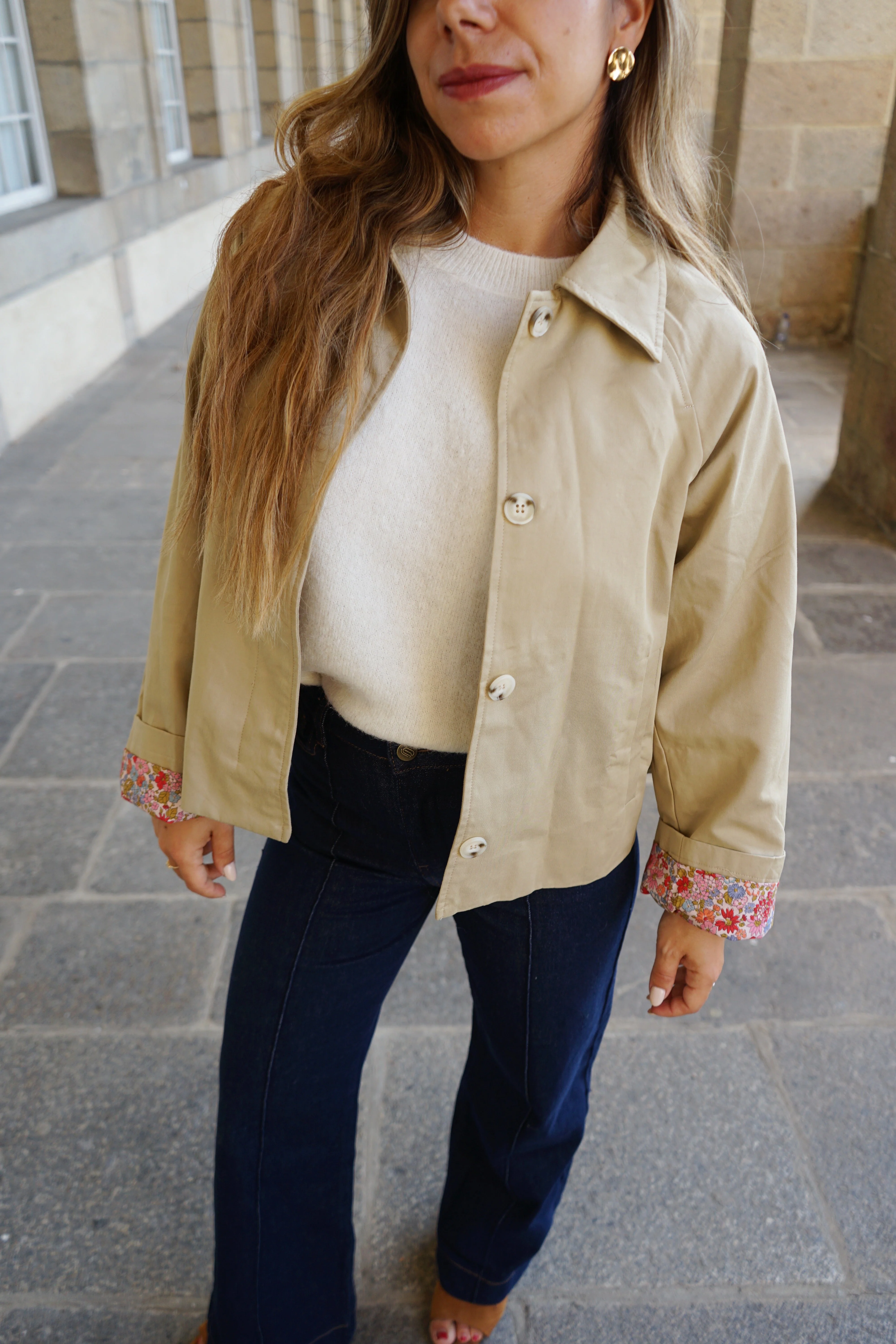 Veste Trench Liberty En Coton Beige Edith - Image 9