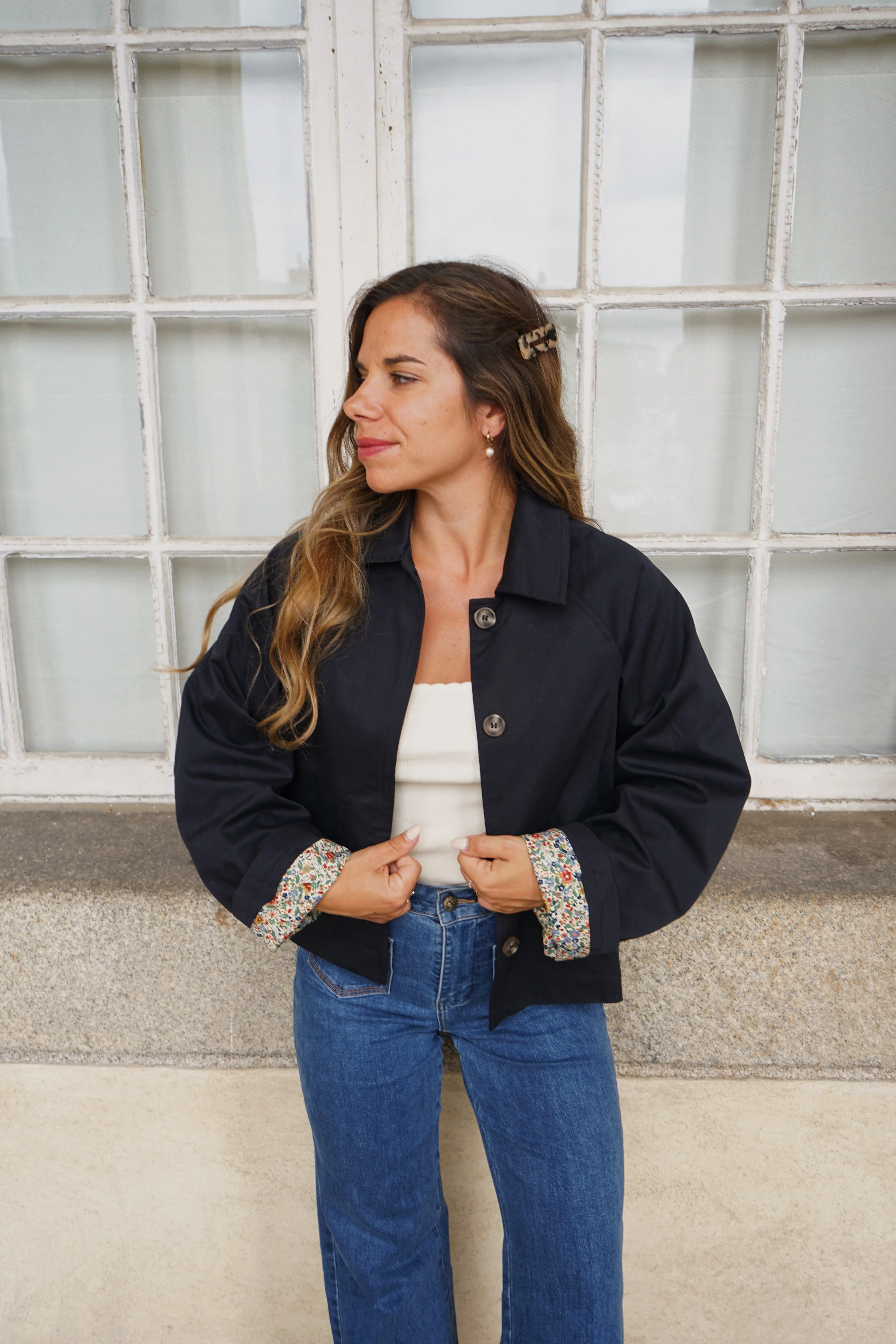 Veste Trench Liberty En Coton Marine Edith - Image 2