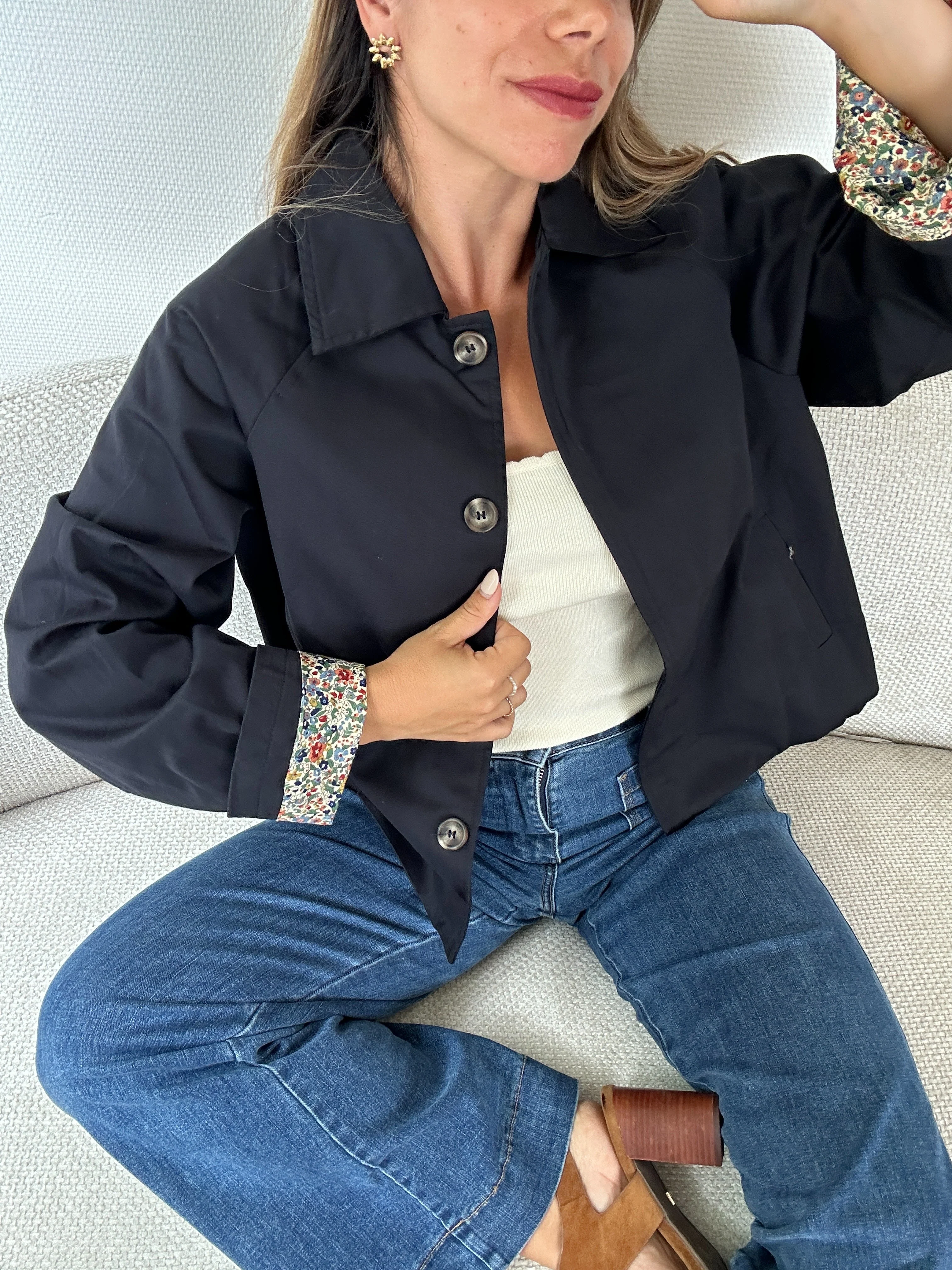 Veste Trench Liberty En Coton Marine Edith - Image 5