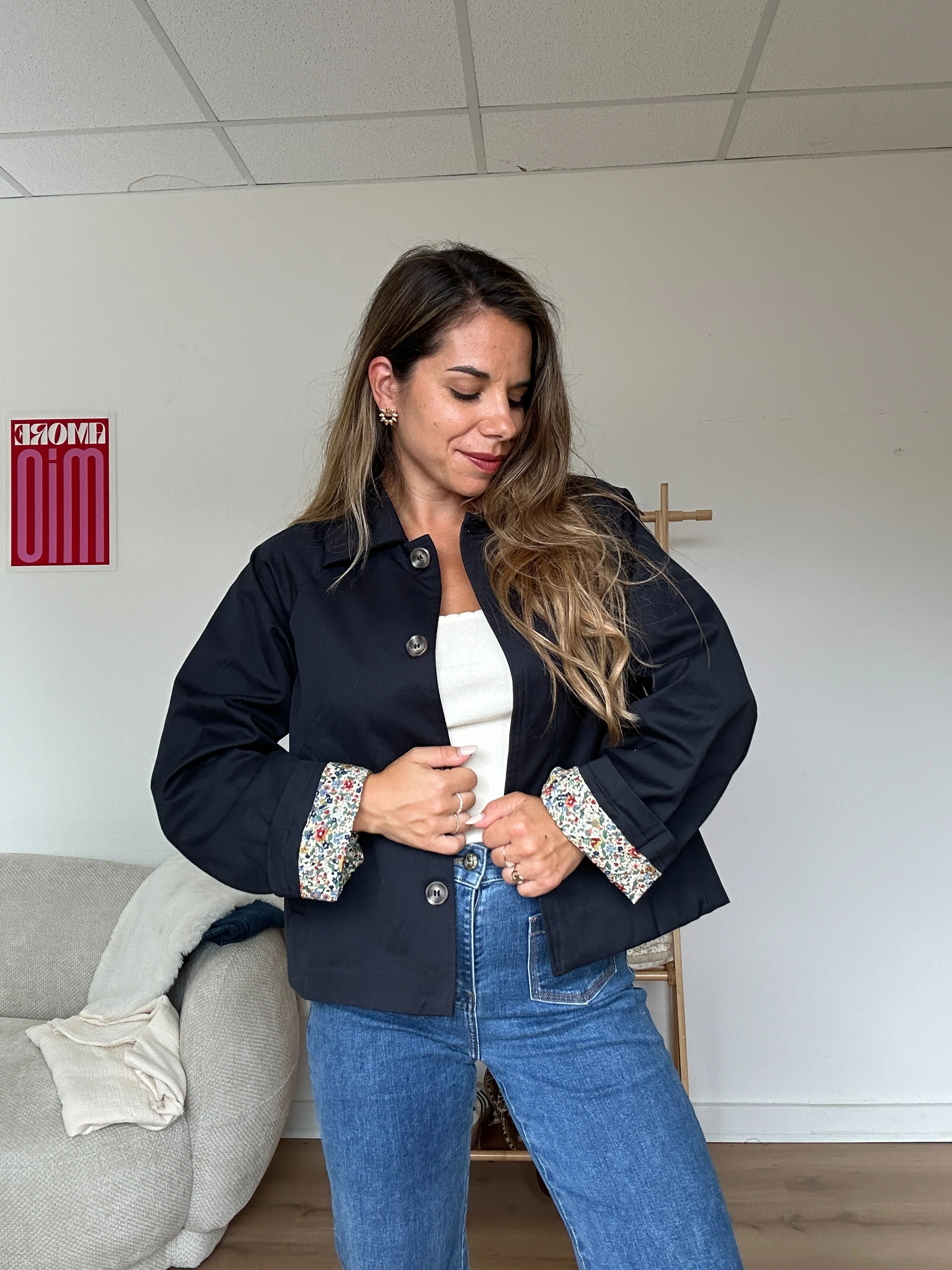Veste Trench Liberty En Coton Marine Edith - Image 6