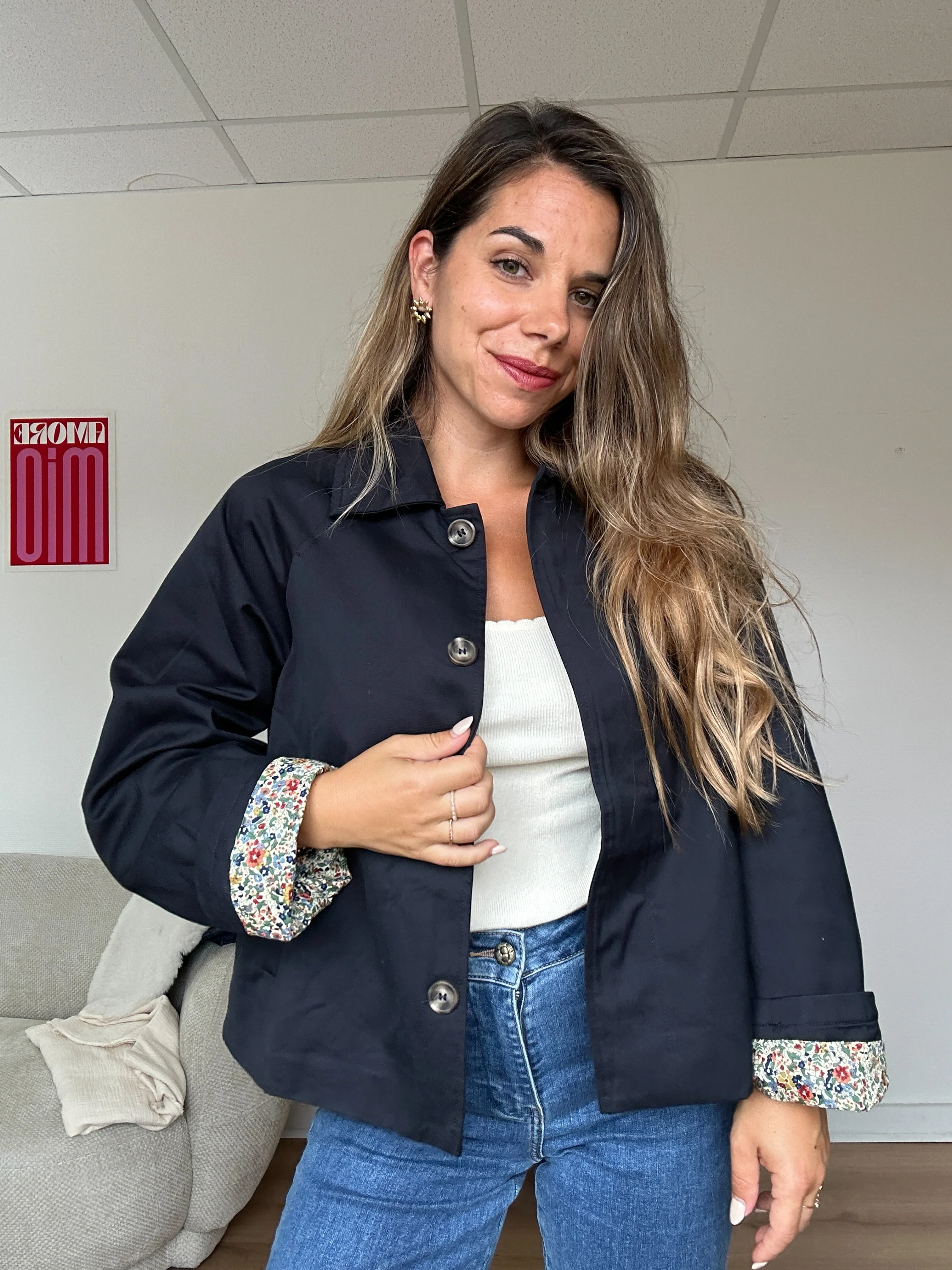 Veste Trench Liberty En Coton Marine Edith - Image 7