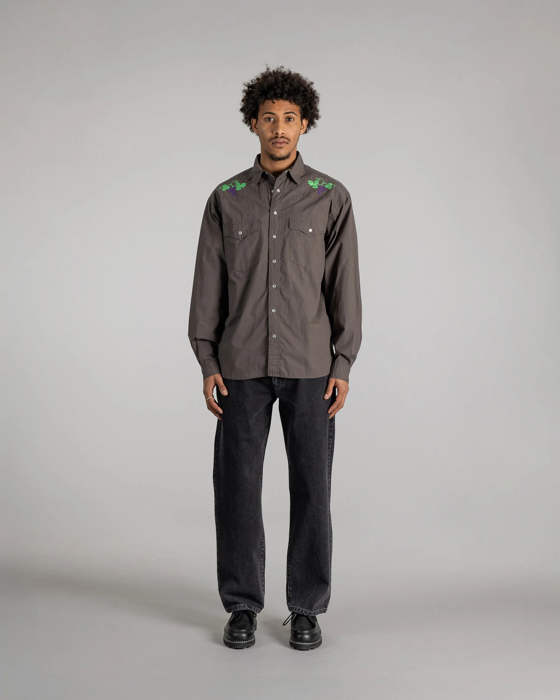 Western Shirt - Washed Black Poplin - Image 3