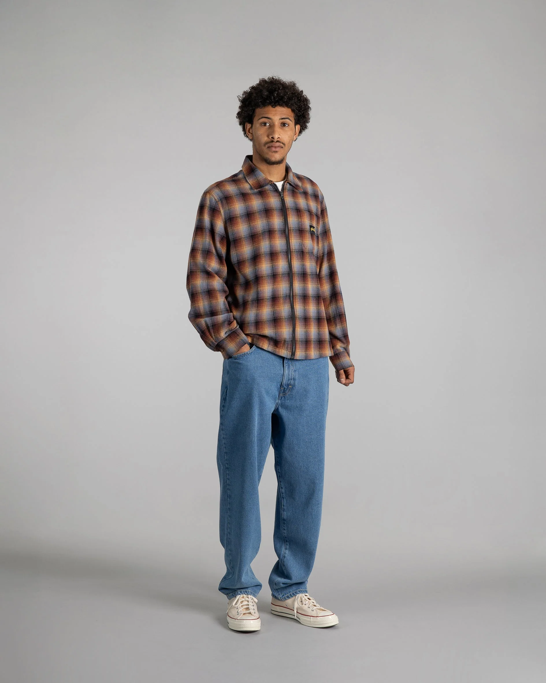 Zip Shirt - Brown/Blue Plaid - Image 6