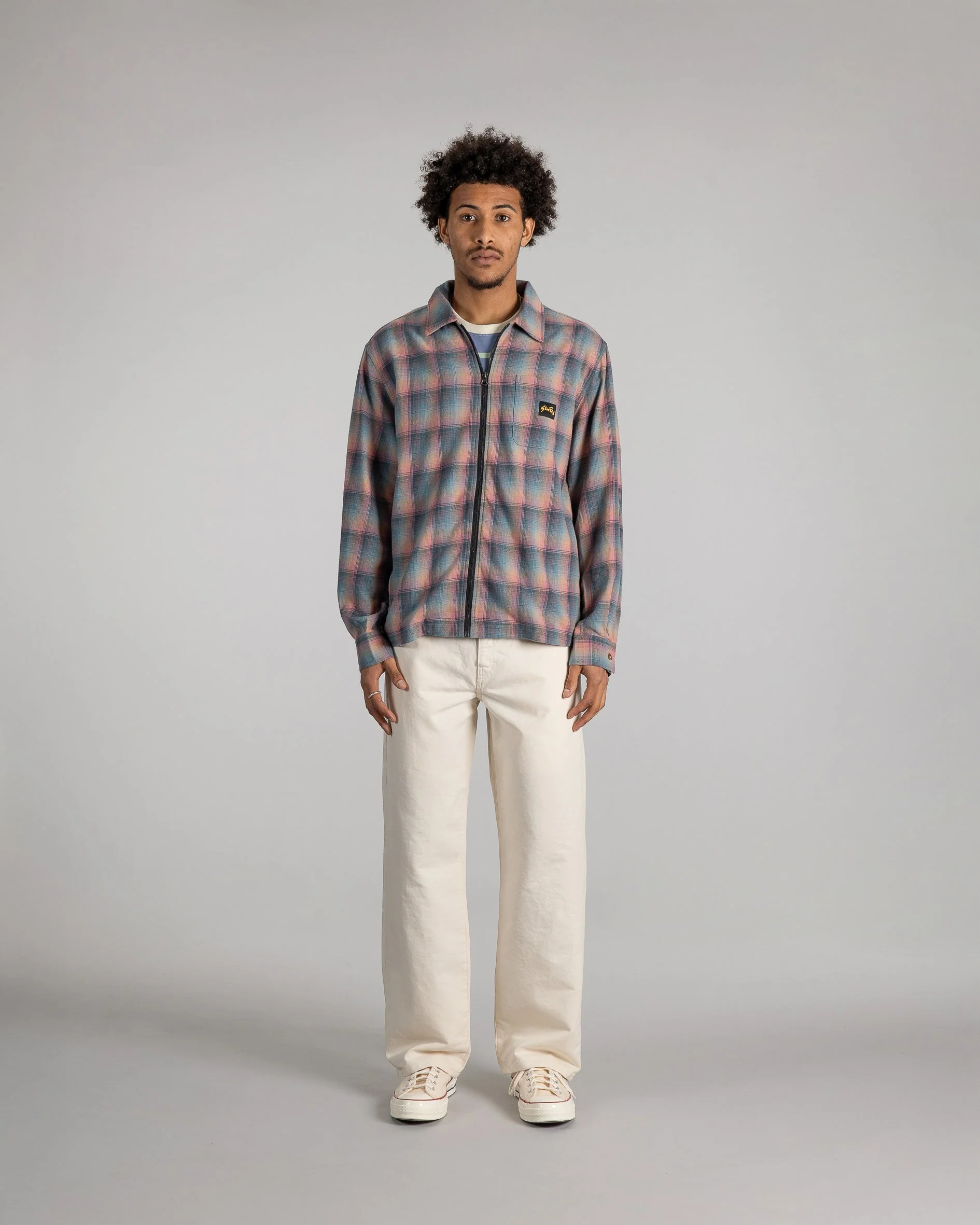 Zip Shirt - Pink/Teal Plaid - Image 3
